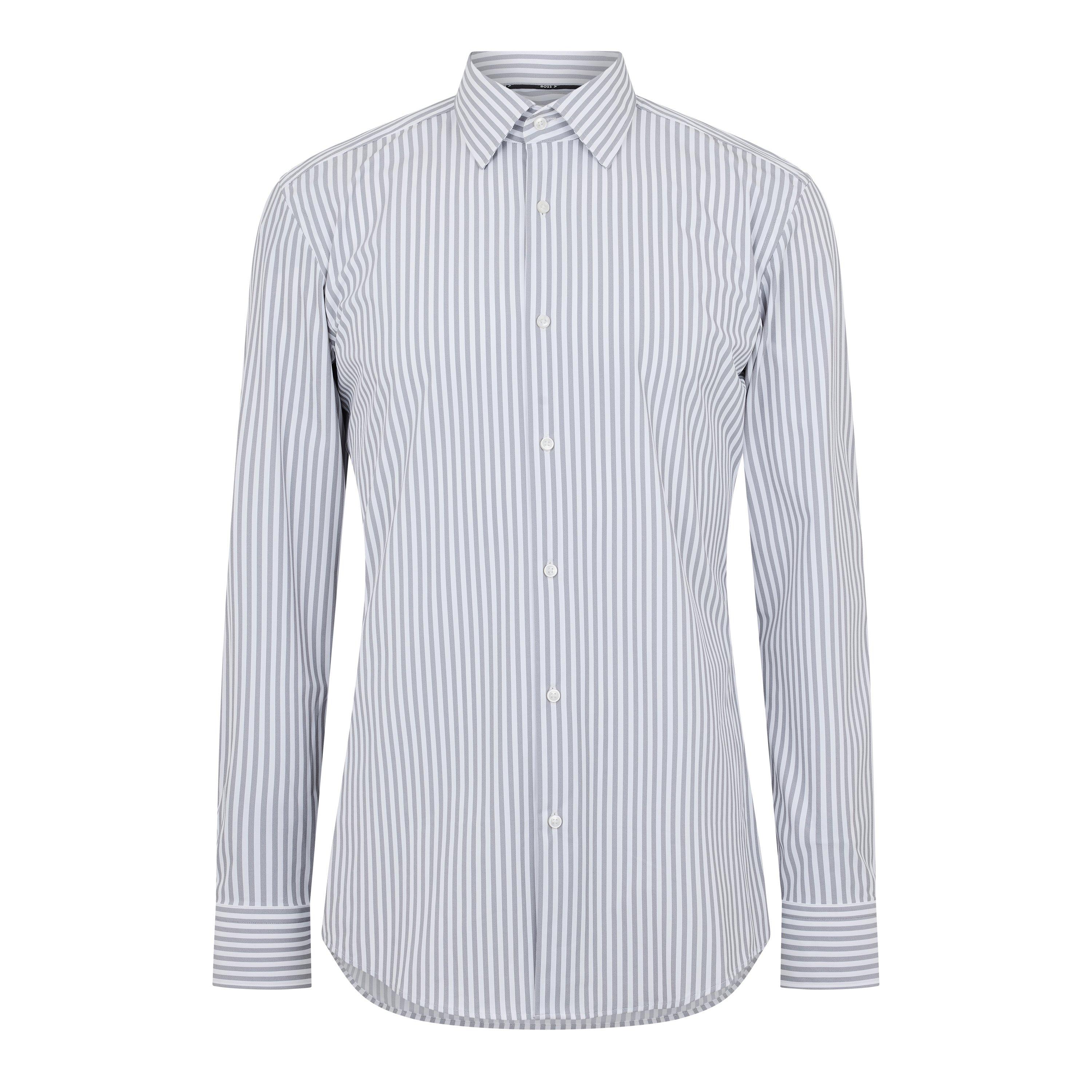 Grey - Boss - Men's P Hank Kent Long Sleeve Oxford Shirt - 1