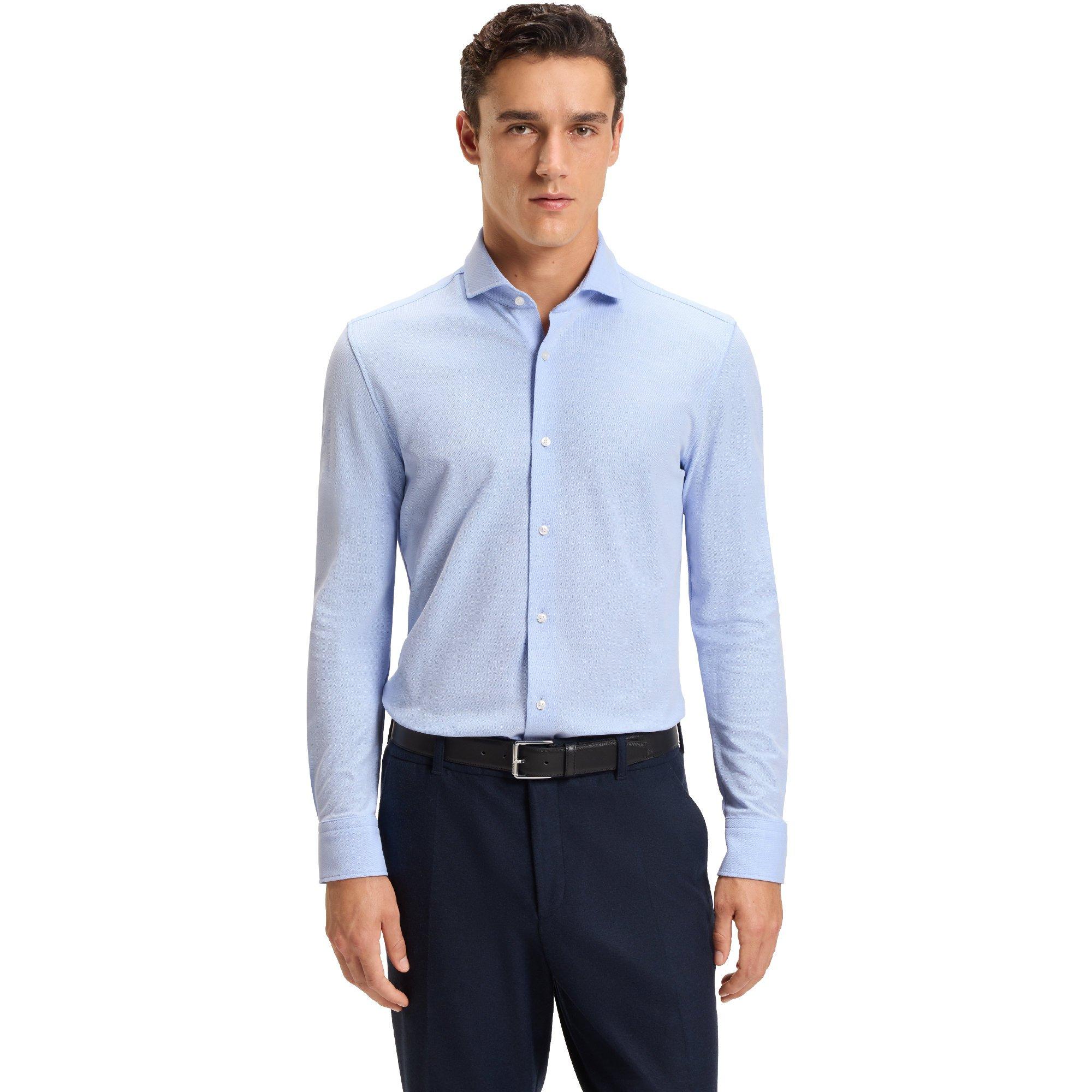 Boss Men's P Hank Spread Long Sleeve Oxford Shirt - Blue - 17.5 inch