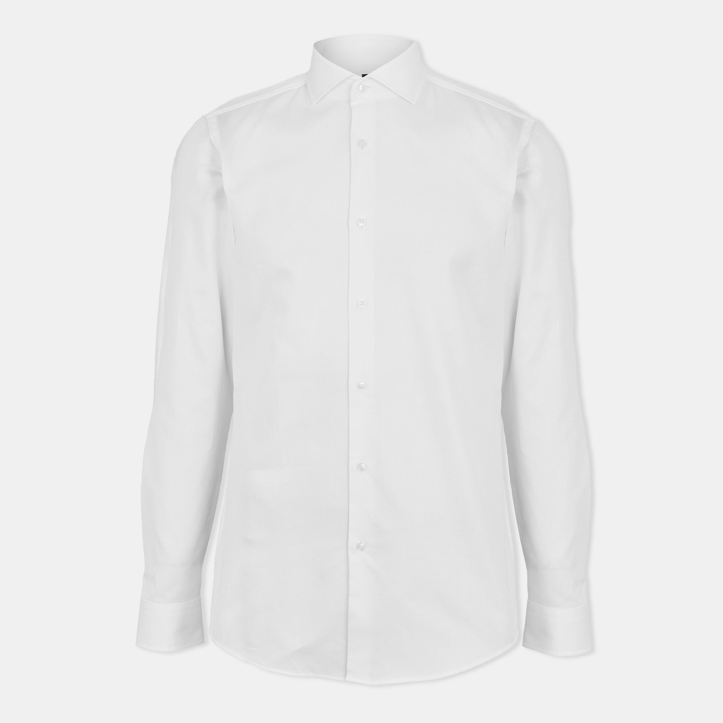White - Boss - Men's H Hank Spread Long Sleeve Oxford Shirt - 1
