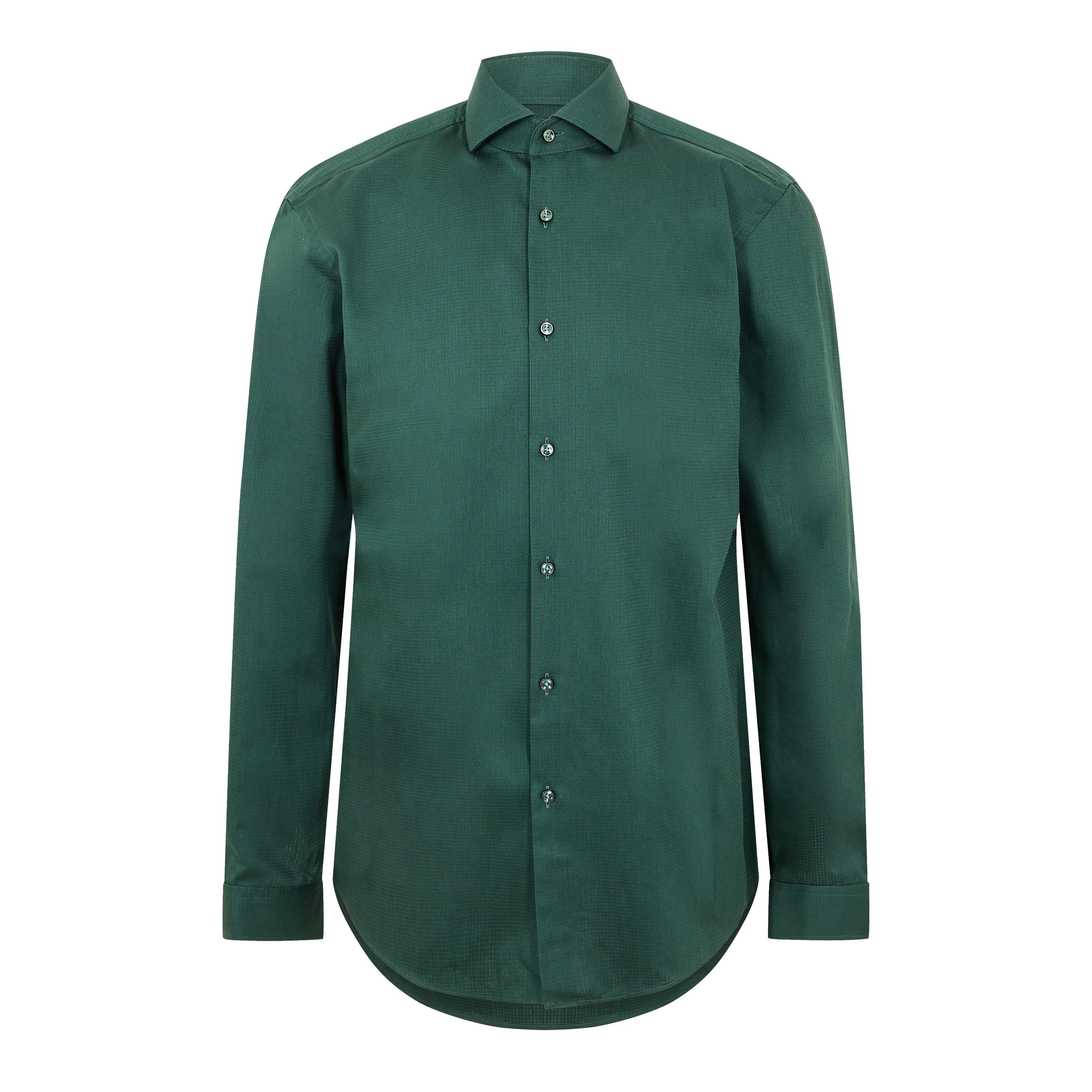 Boss Men's H Hank Spread Long Sleeve Oxford Shirt - Green - 15.5 inch