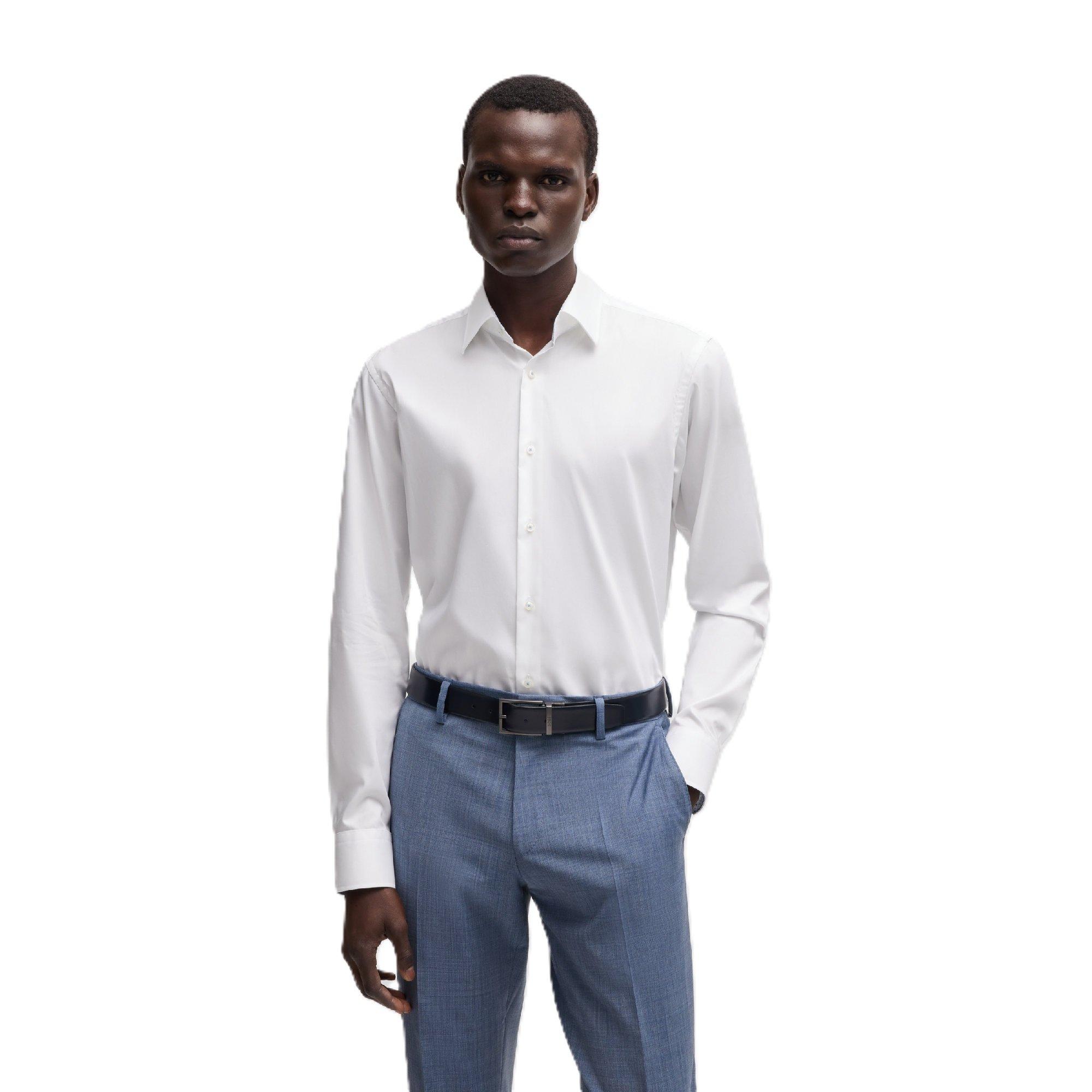 Boss Men's H Joe Kent Long Sleeve Oxford Shirt - White - 17.75 inch