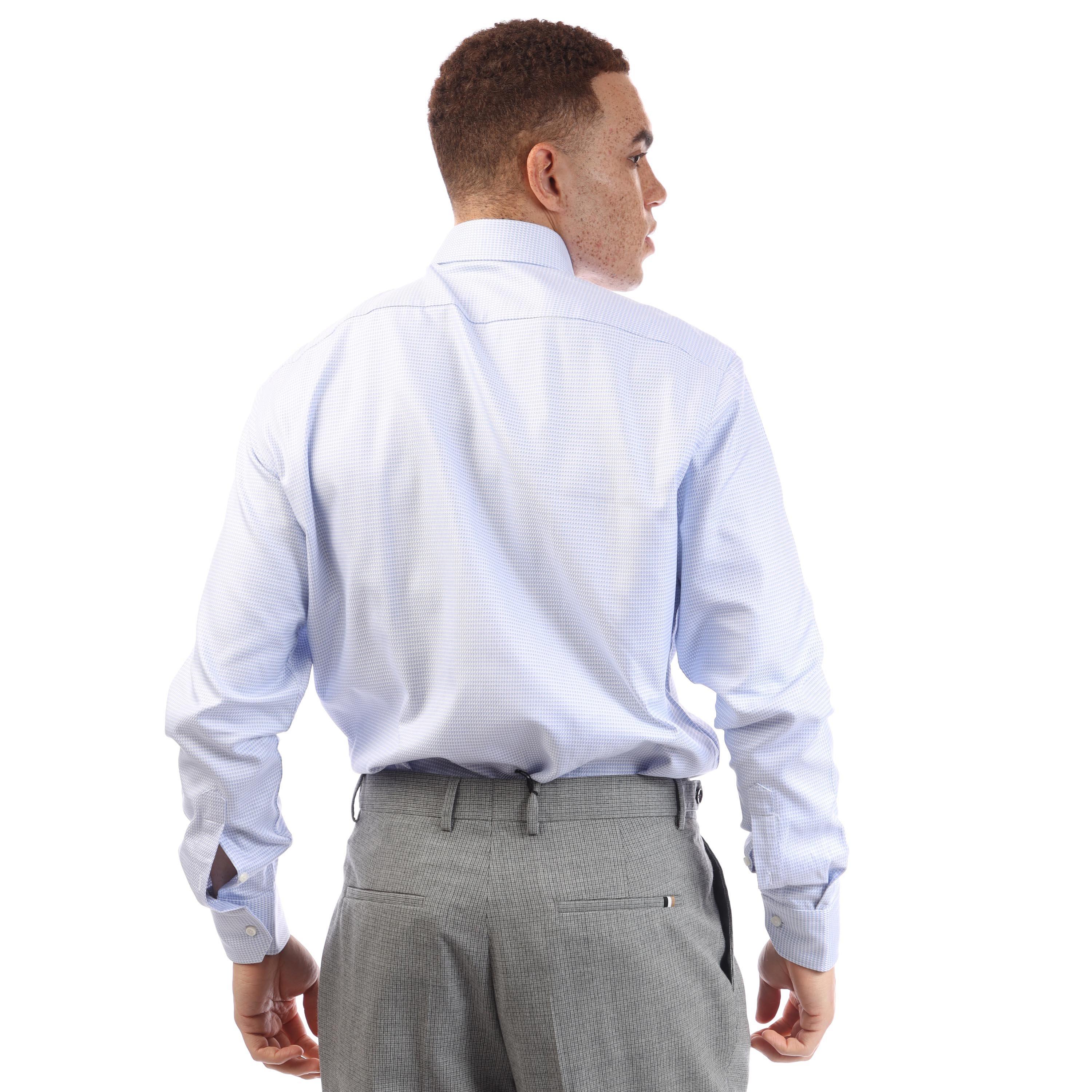 Blue - Boss - H Joe Spread Long Sleeve Oxford Shirt - 3