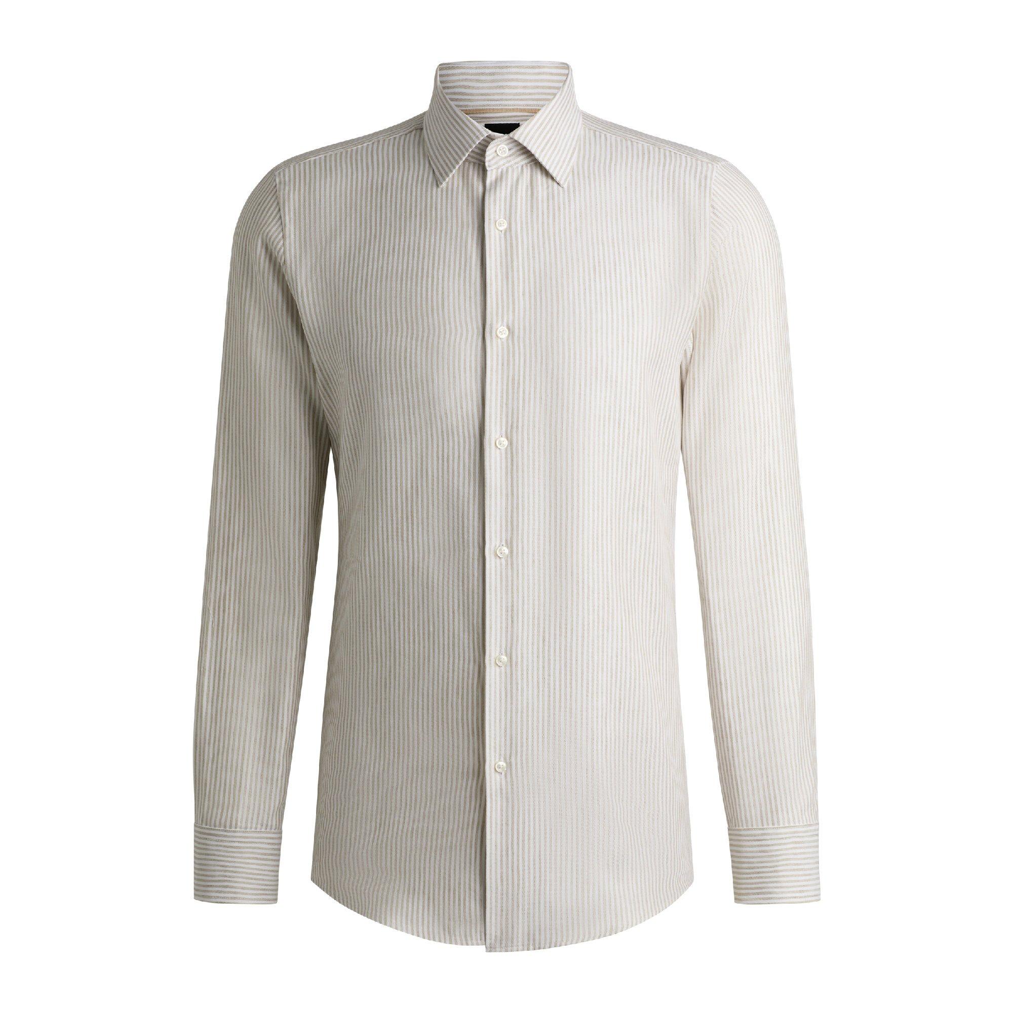 Beige - Boss - Men's H Hank Kent Long Sleeve Oxford Shirt - 1
