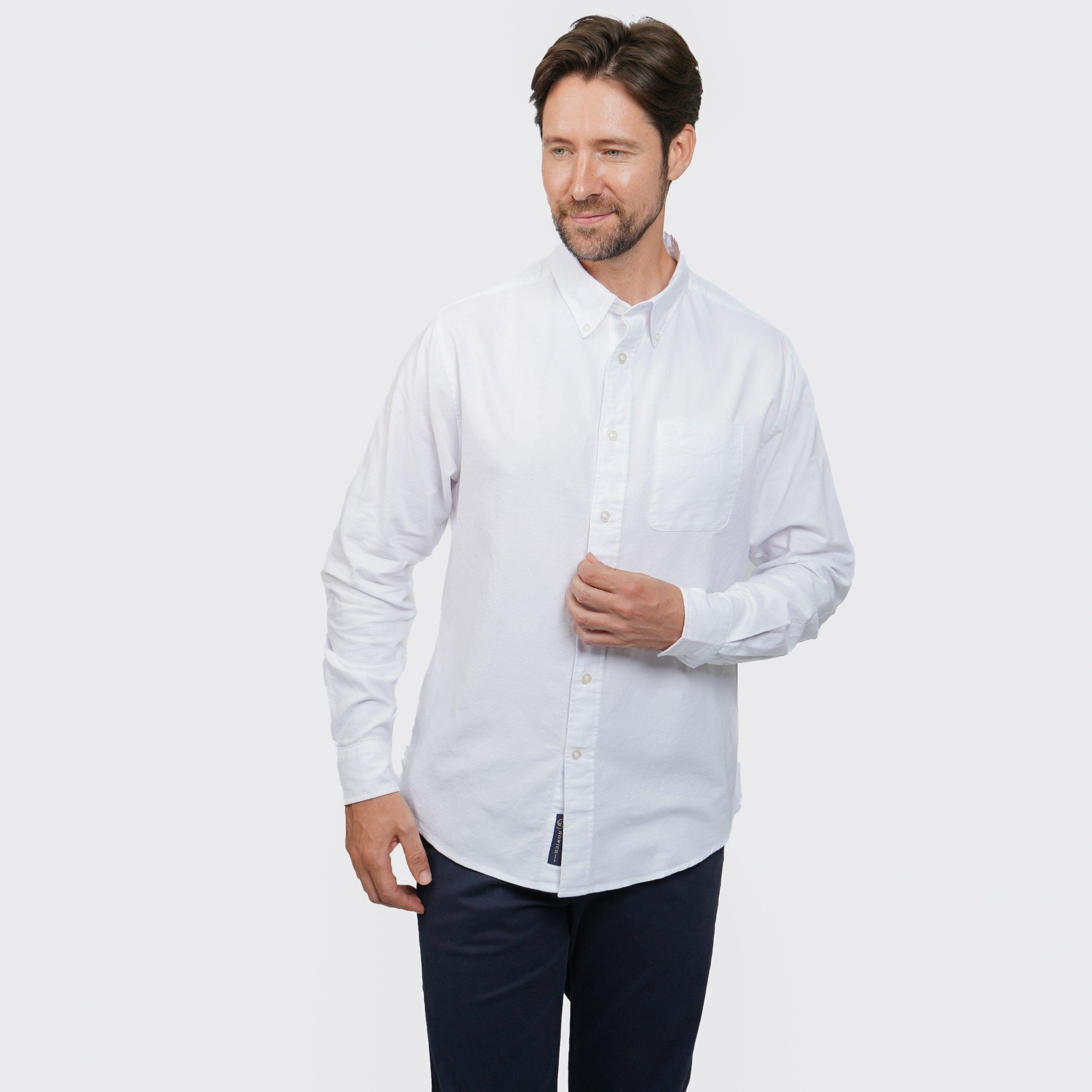 White - Howick - Classic Oxford Long Sleeve Shirt - 1
