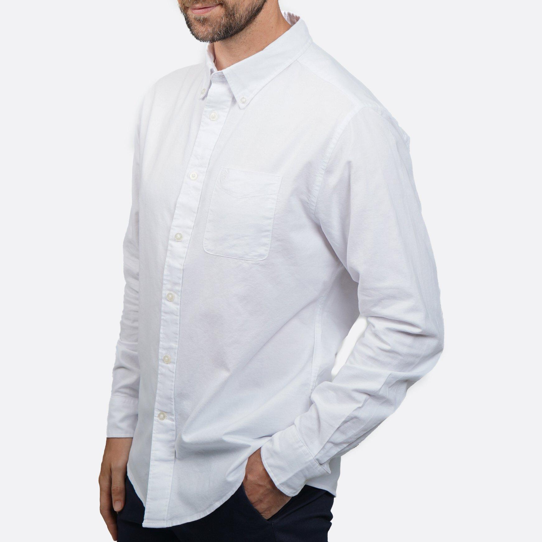 White - Howick - Howick Classic Oxford Long Sleeve Shirt - 4