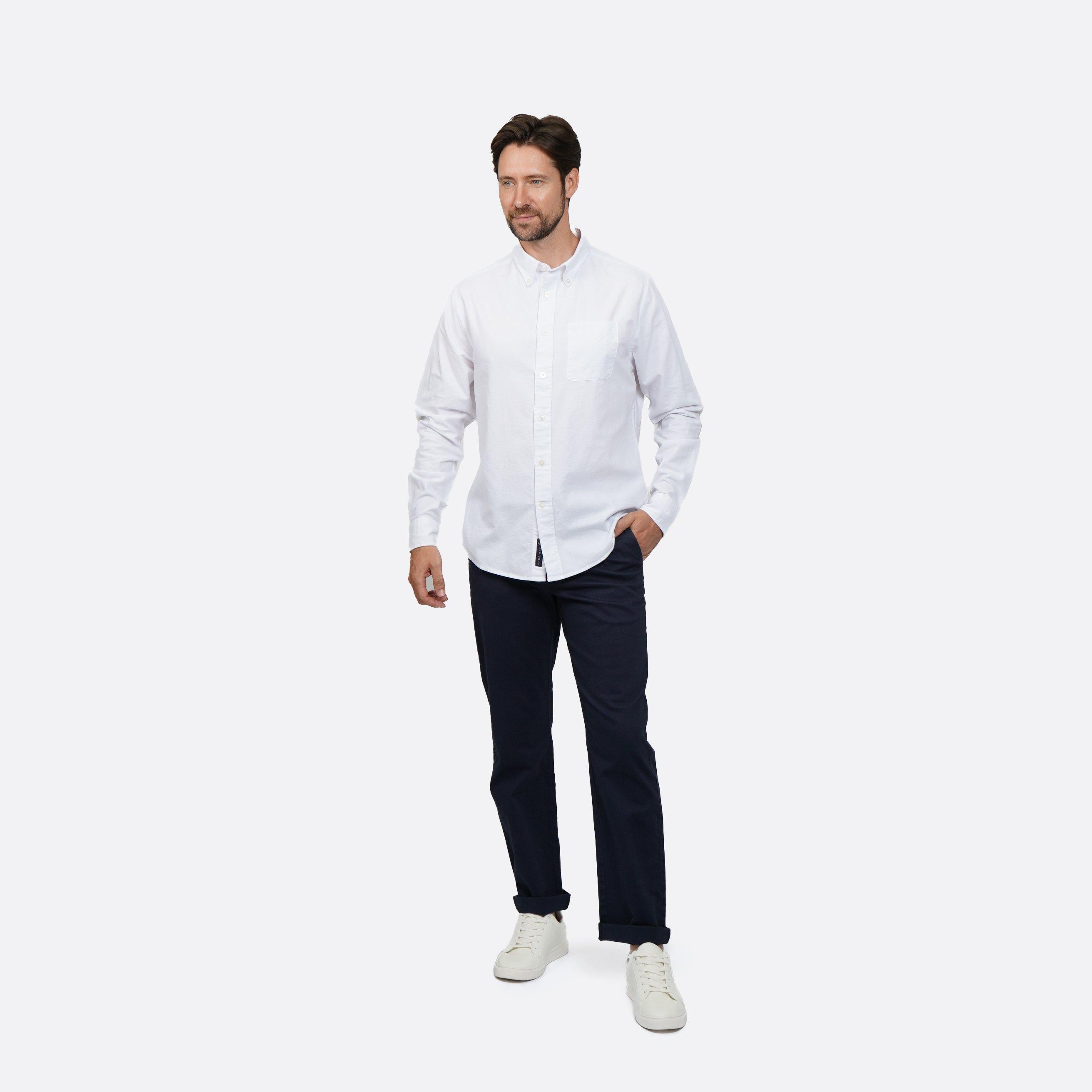 White - Howick - Howick Classic Oxford Long Sleeve Shirt - 7