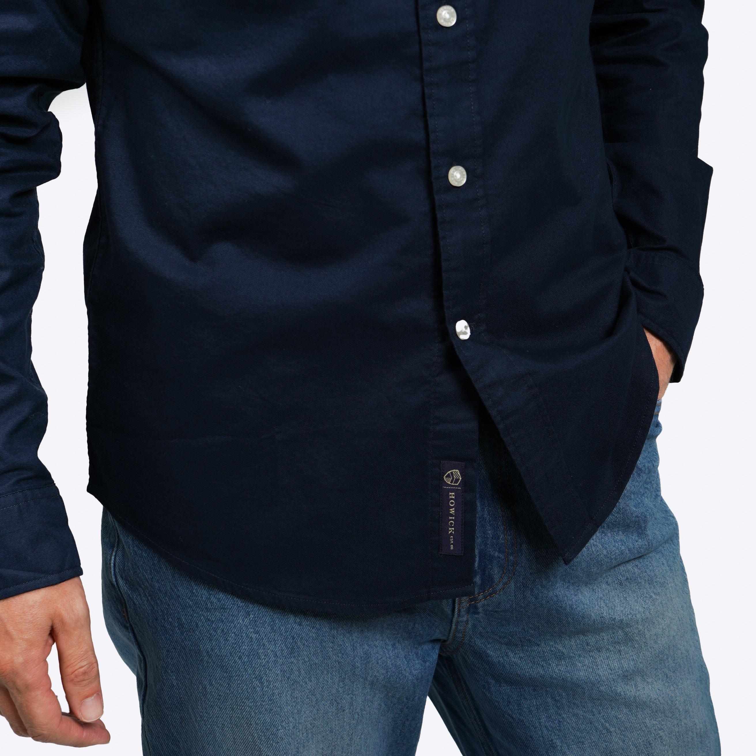 Navy - Howick - Classic Oxford Long Sleeve Shirt - 3