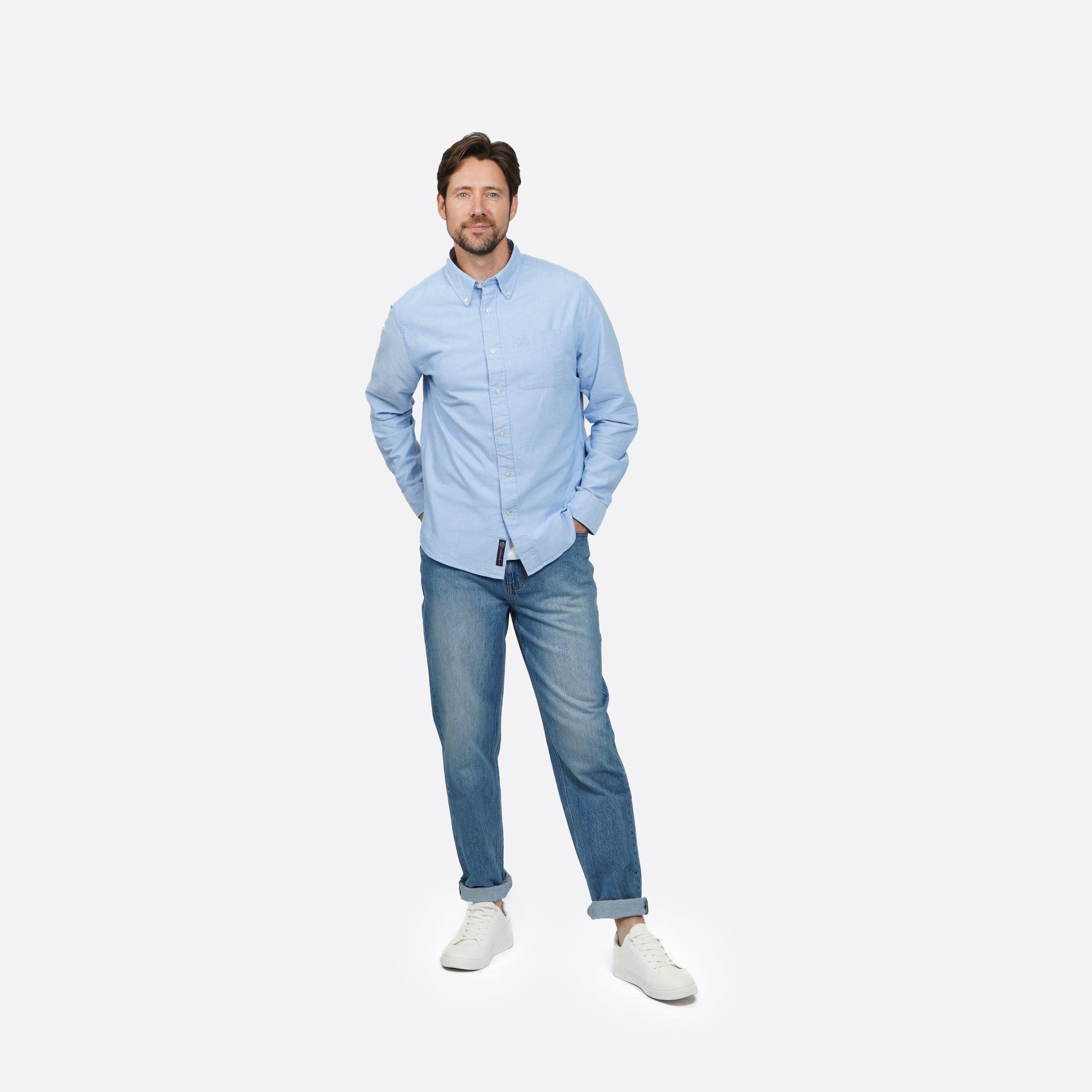Sky Blue - Howick - Classic Oxford Long Sleeve Shirt - 2