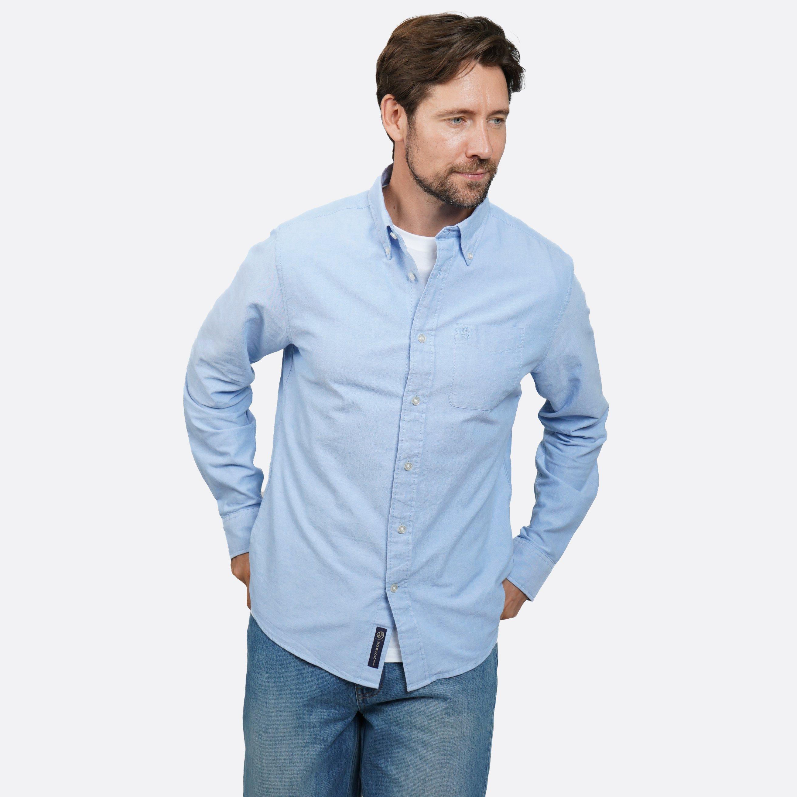 Sky Blue - Howick - Classic Oxford Long Sleeve Shirt - 3