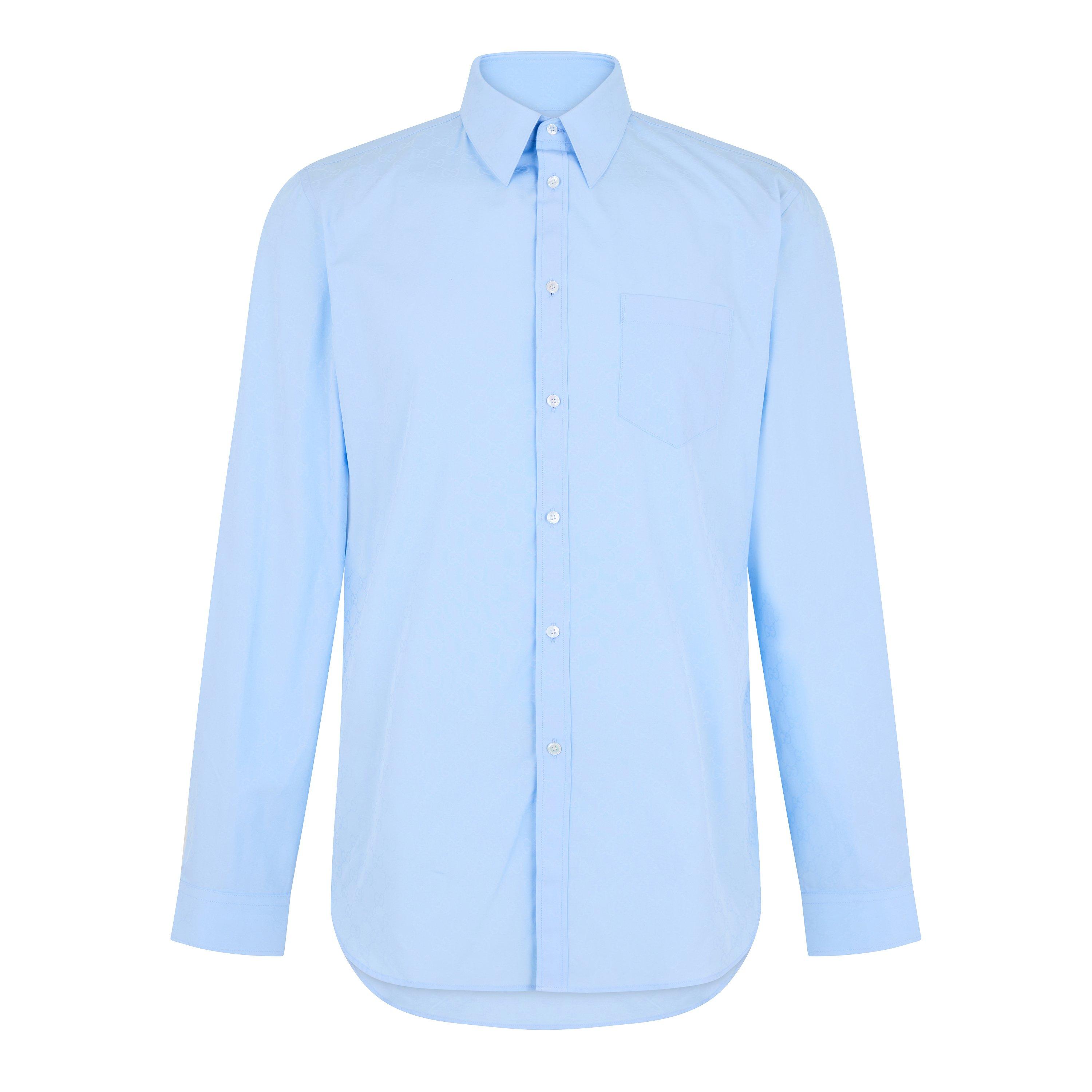 Gucci Men's Long Sleeve Plain Shirt - Blue - S