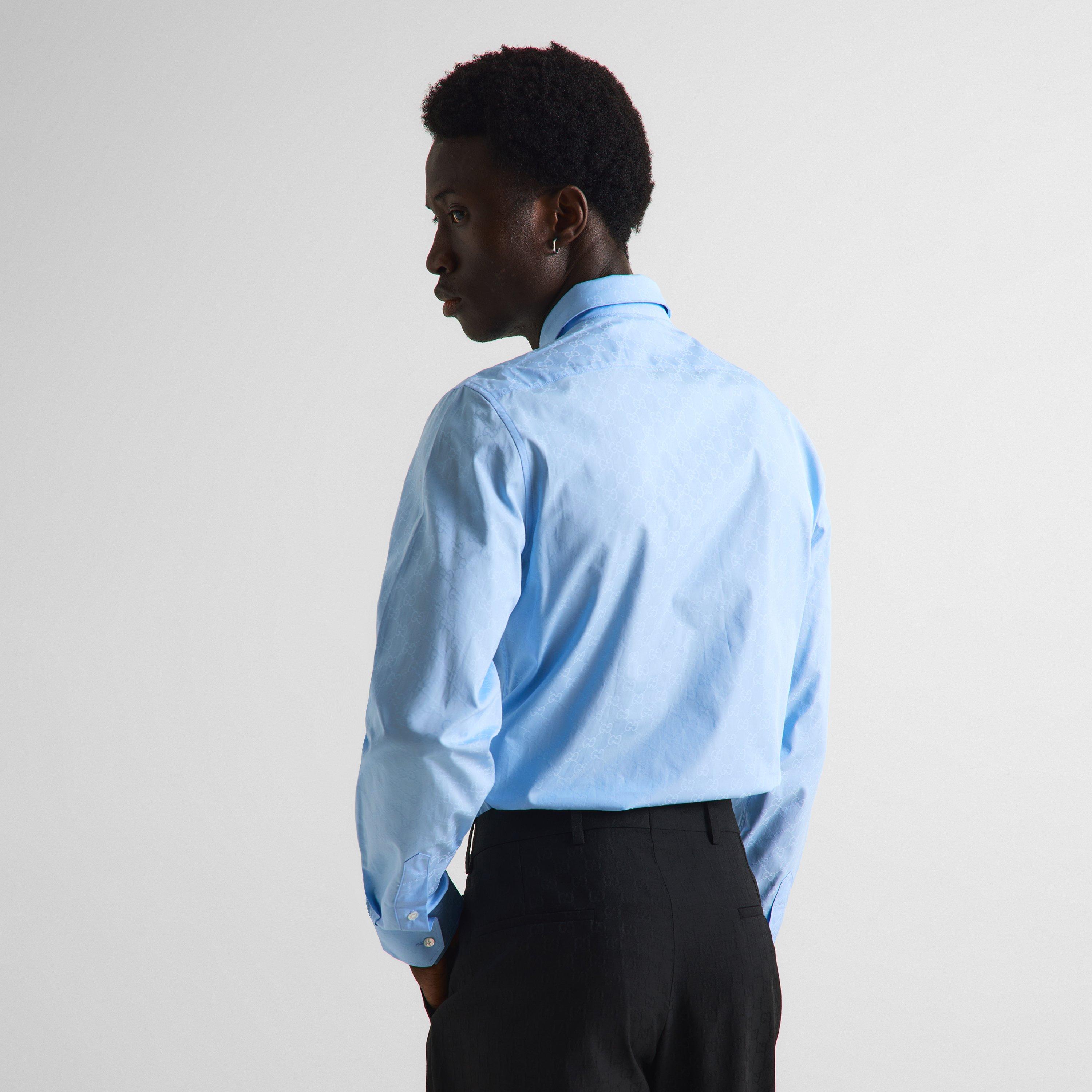 Blue - Gucci - Men's Long Sleeve Plain Shirt - 4