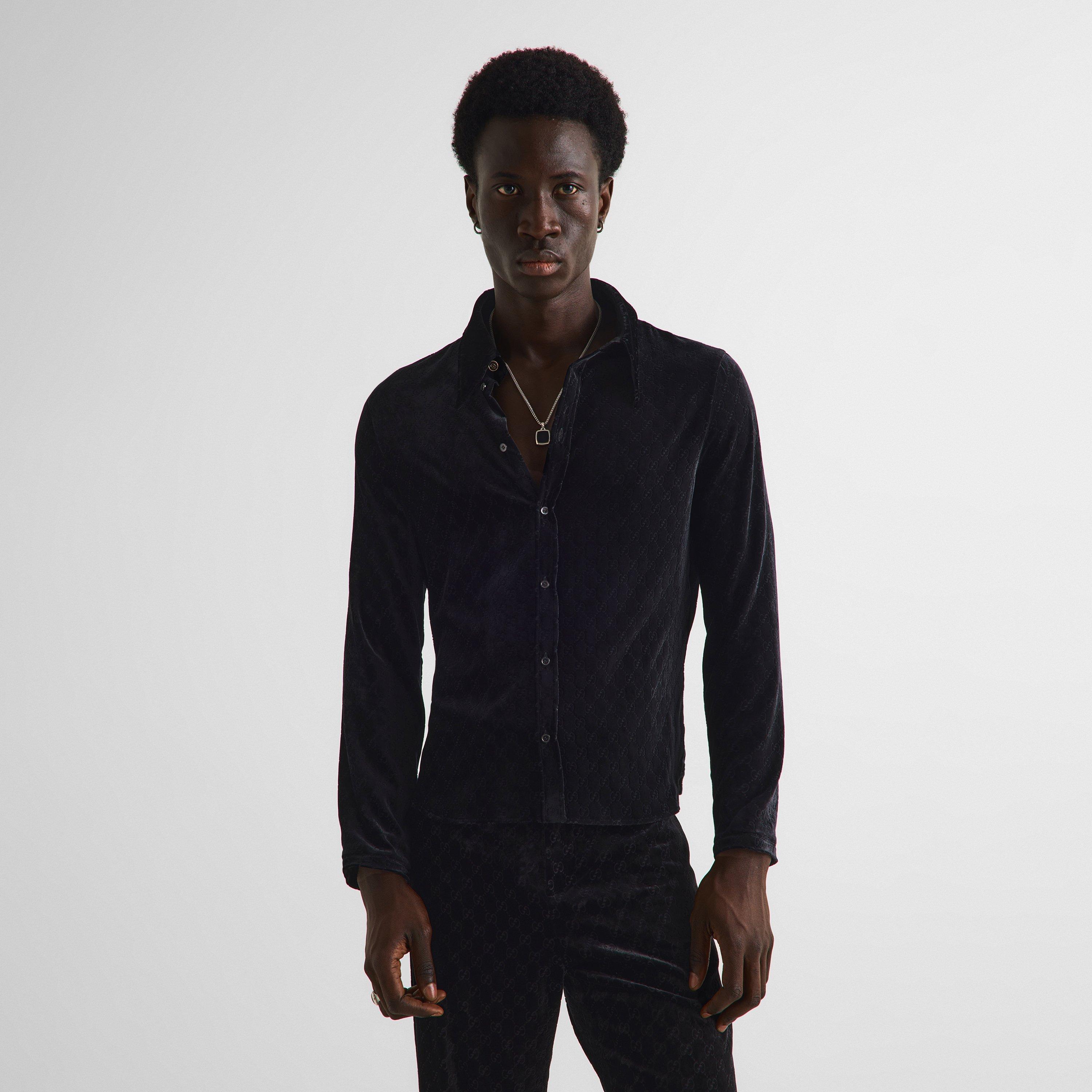 Black - Gucci - Men's Long Sleeve Patterned Shirt - 3