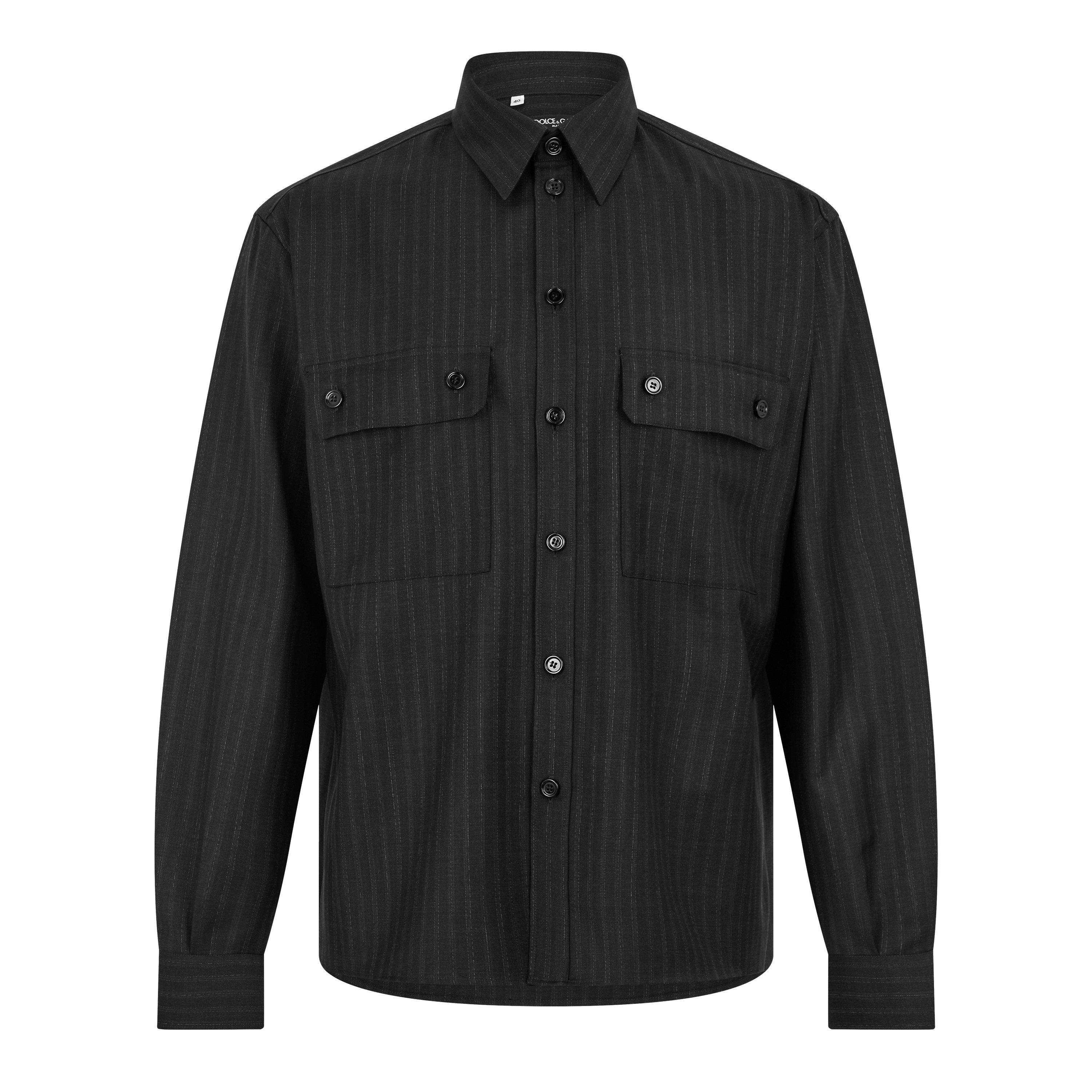 Dolce and Gabbana Men's Long Sleeve Patterned Shirt - Black - S