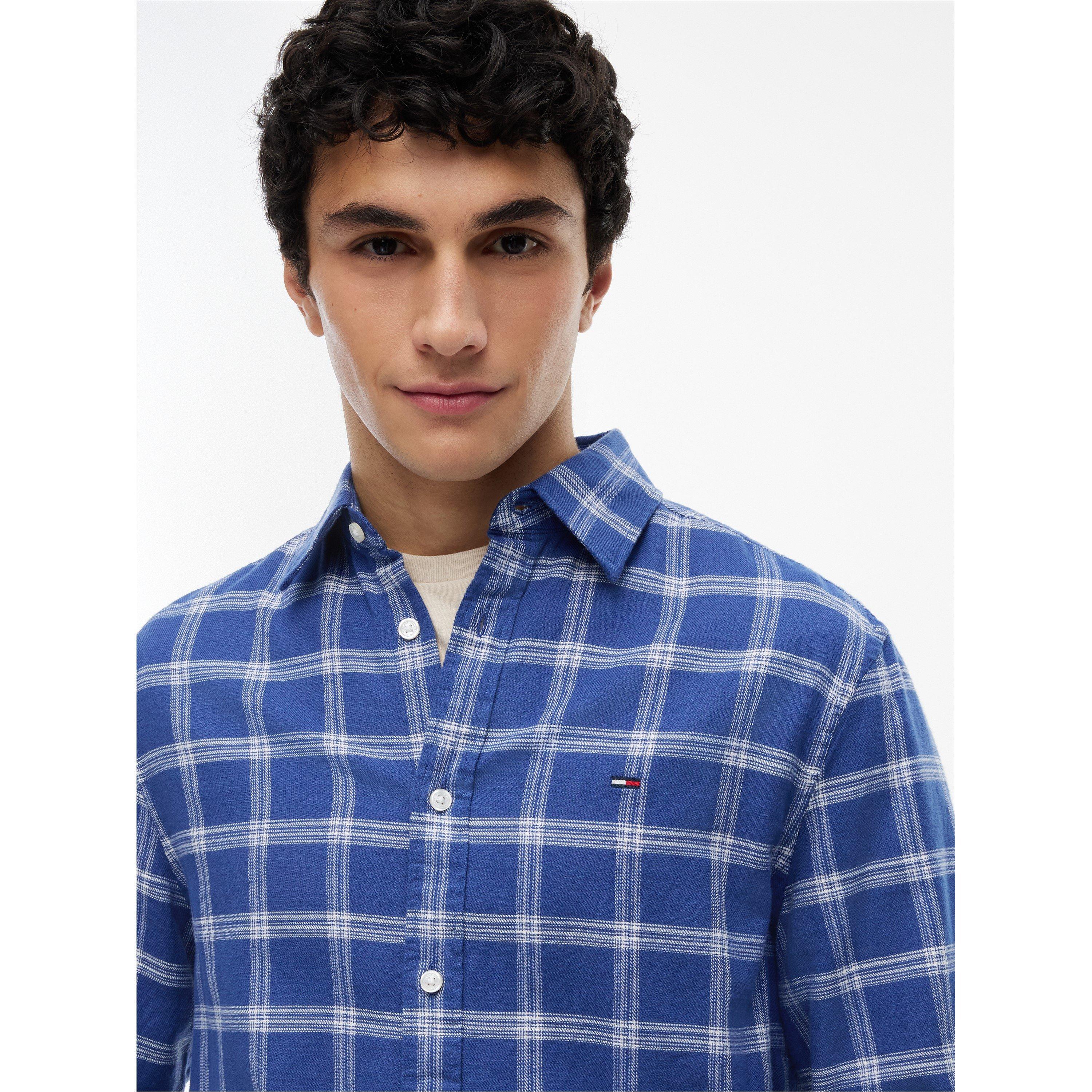 Blue Check - Tommy Jeans - Men's Long Sleeve Patterned Shirt - 4