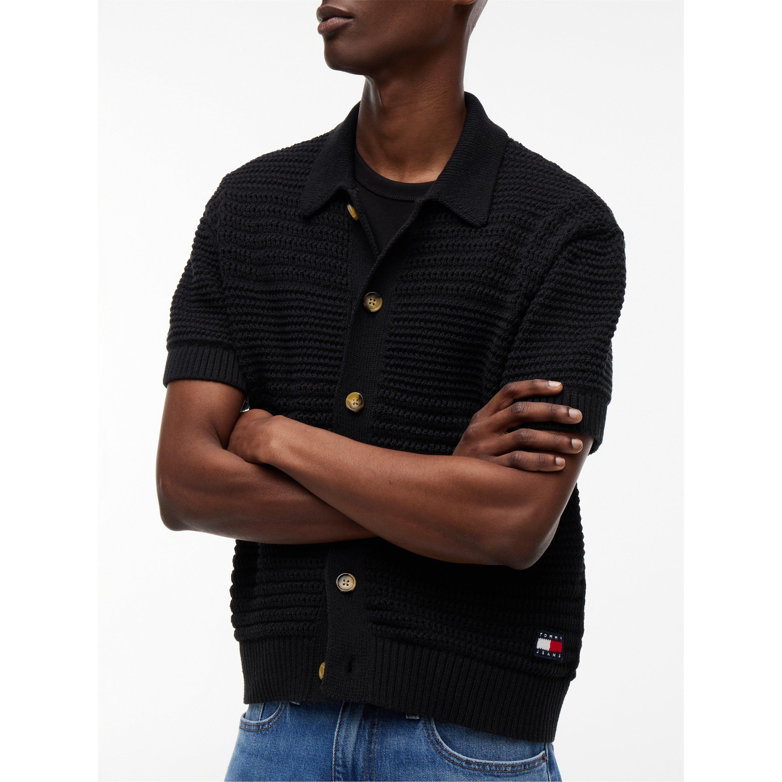 Black - Tommy Jeans - Men's Patterned Short Sleeve Shirt - 4