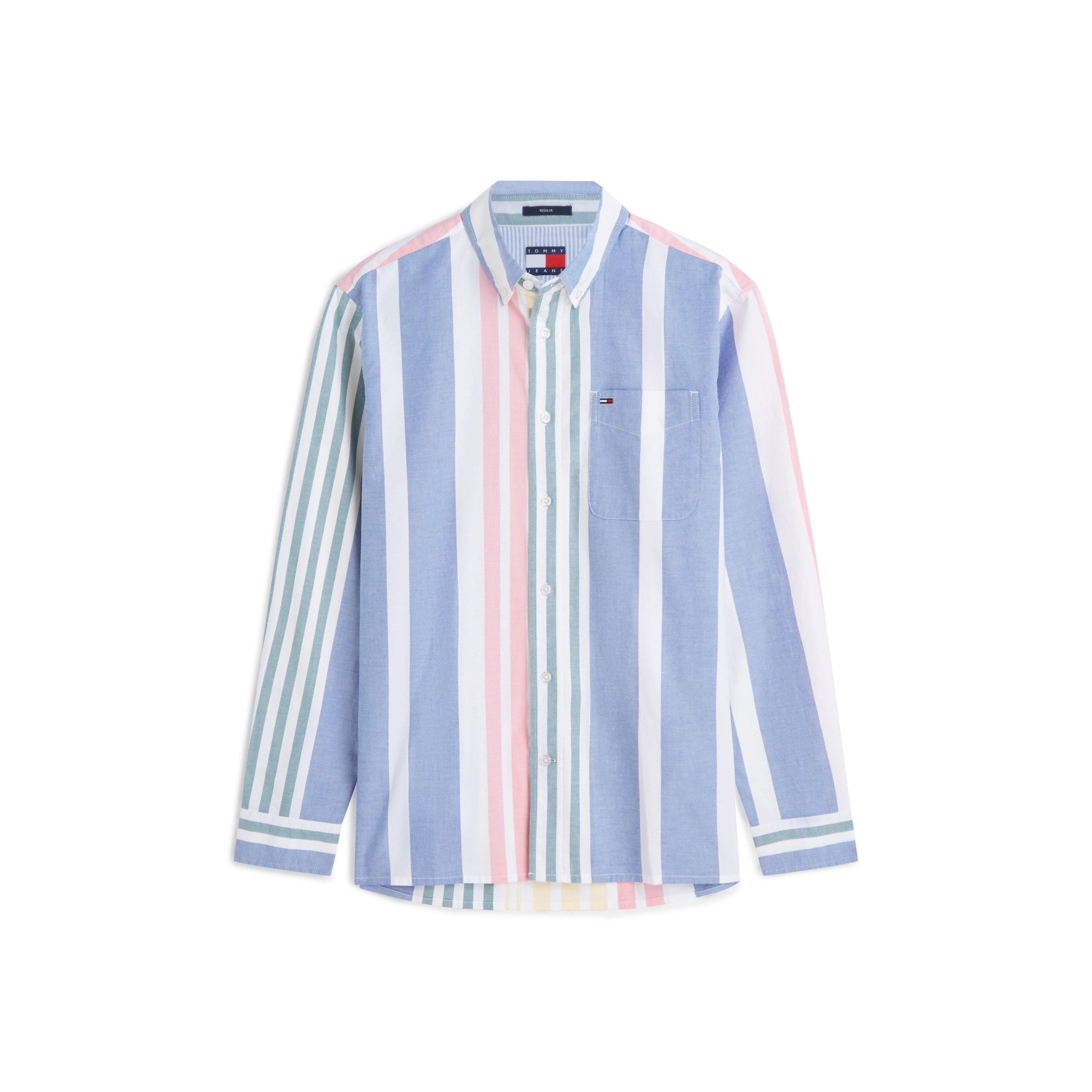 Ecru Stripe - Tommy Jeans - Men's Long Sleeve Patterned Shirt - 1