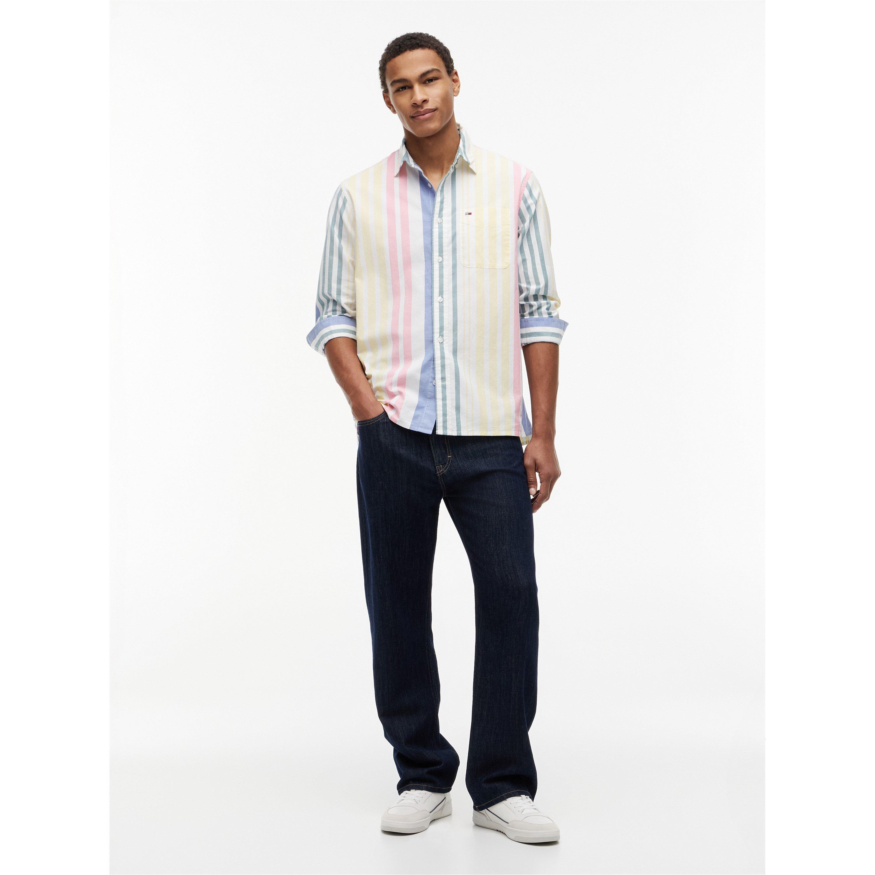 Ecru Stripe - Tommy Jeans - Men's Long Sleeve Patterned Shirt - 3