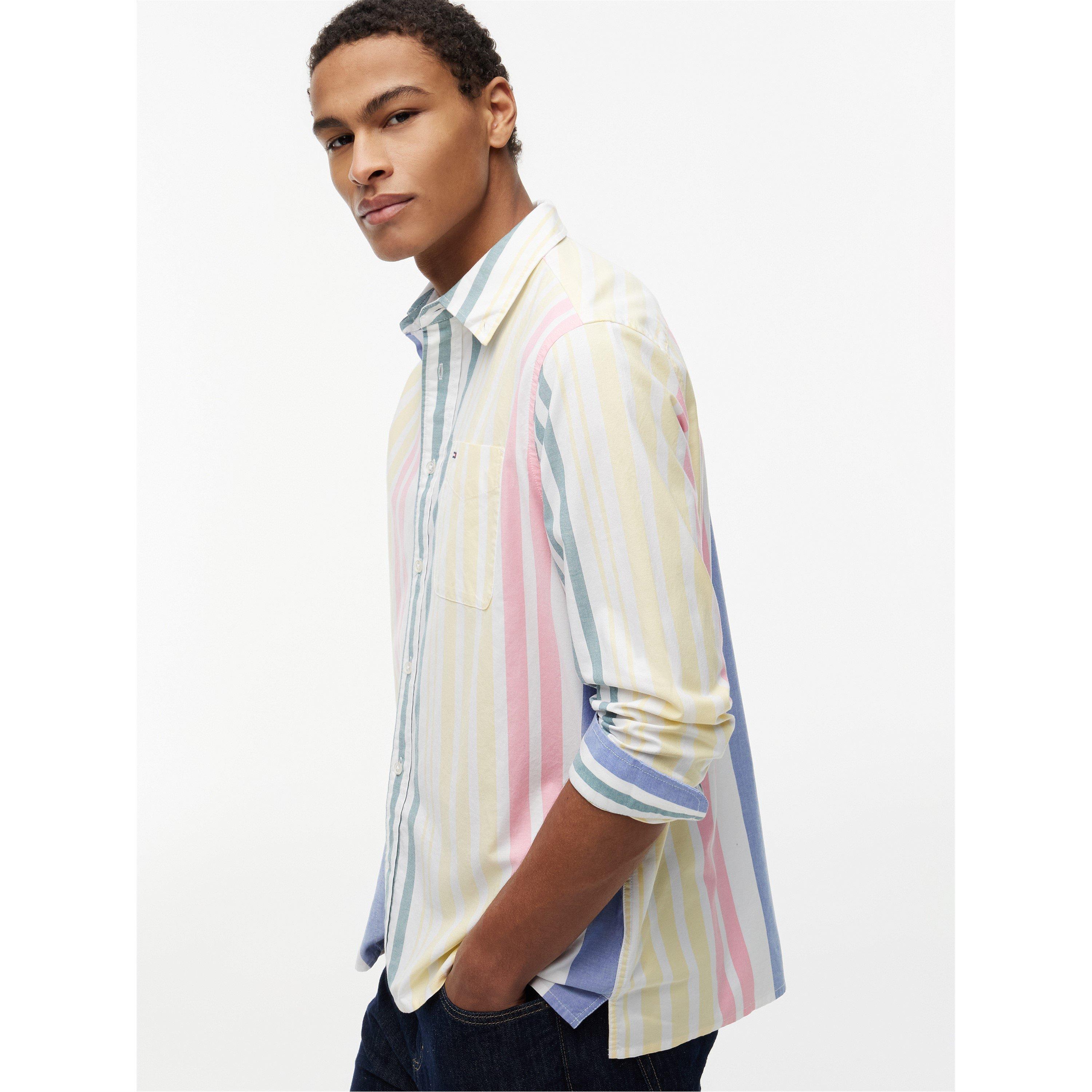 Ecru Stripe - Tommy Jeans - Men's Long Sleeve Patterned Shirt - 4