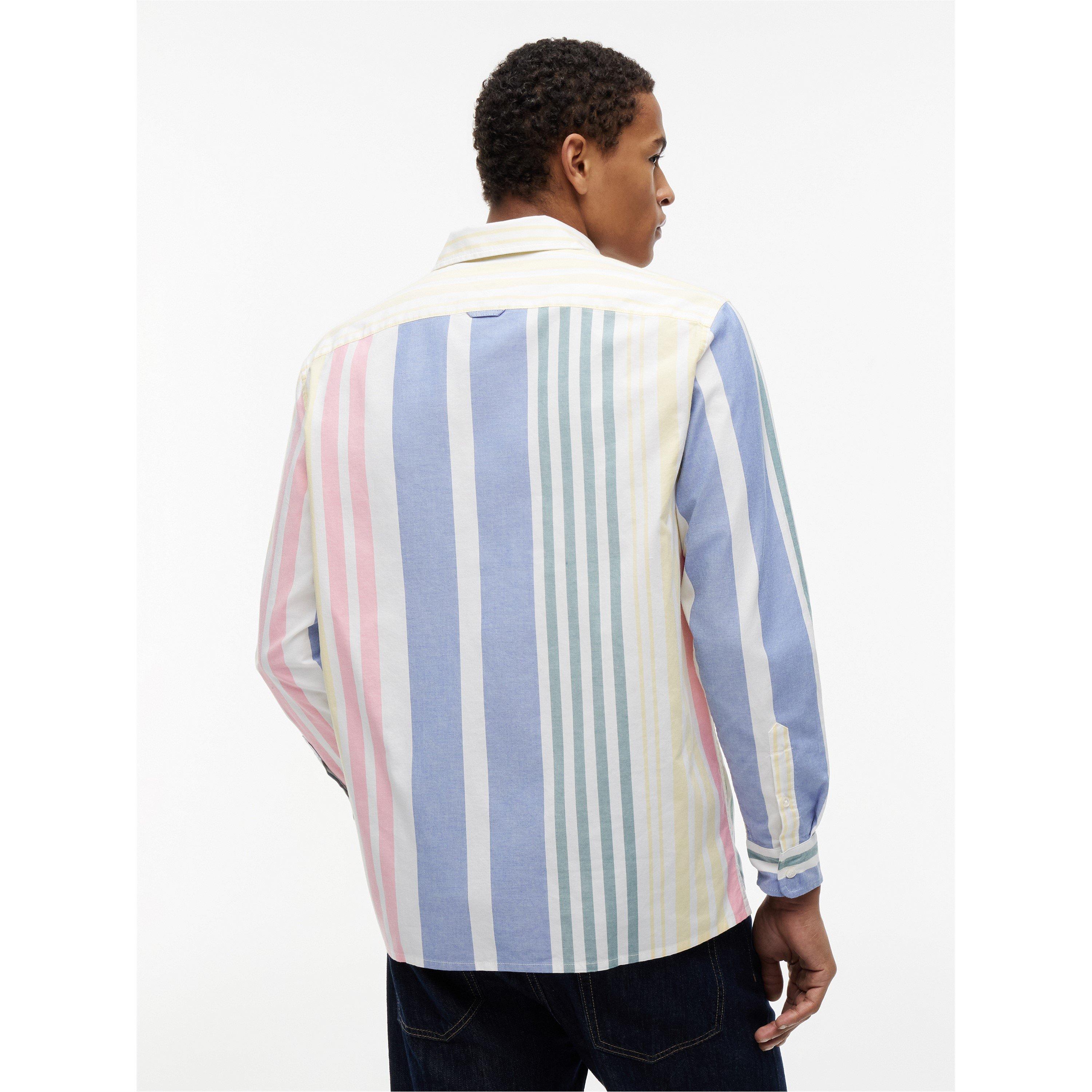 Ecru Stripe - Tommy Jeans - Men's Long Sleeve Patterned Shirt - 5