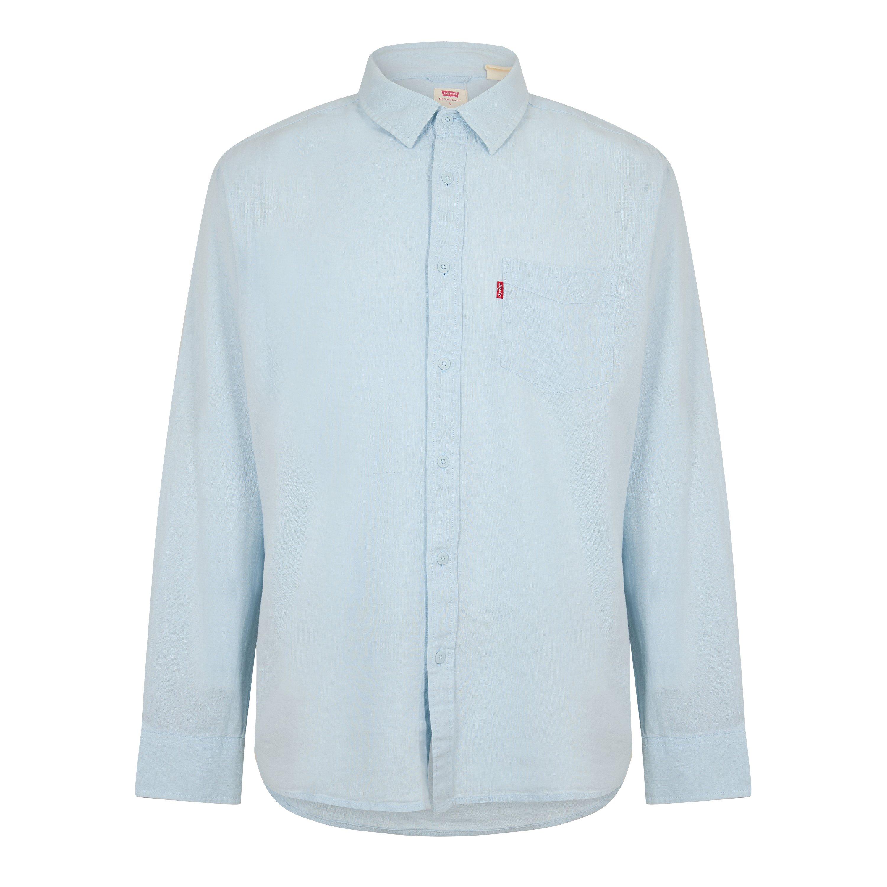 Levis Men's Classic Pocket Long Sleeve Plain Shirt - Niagara Mist - S