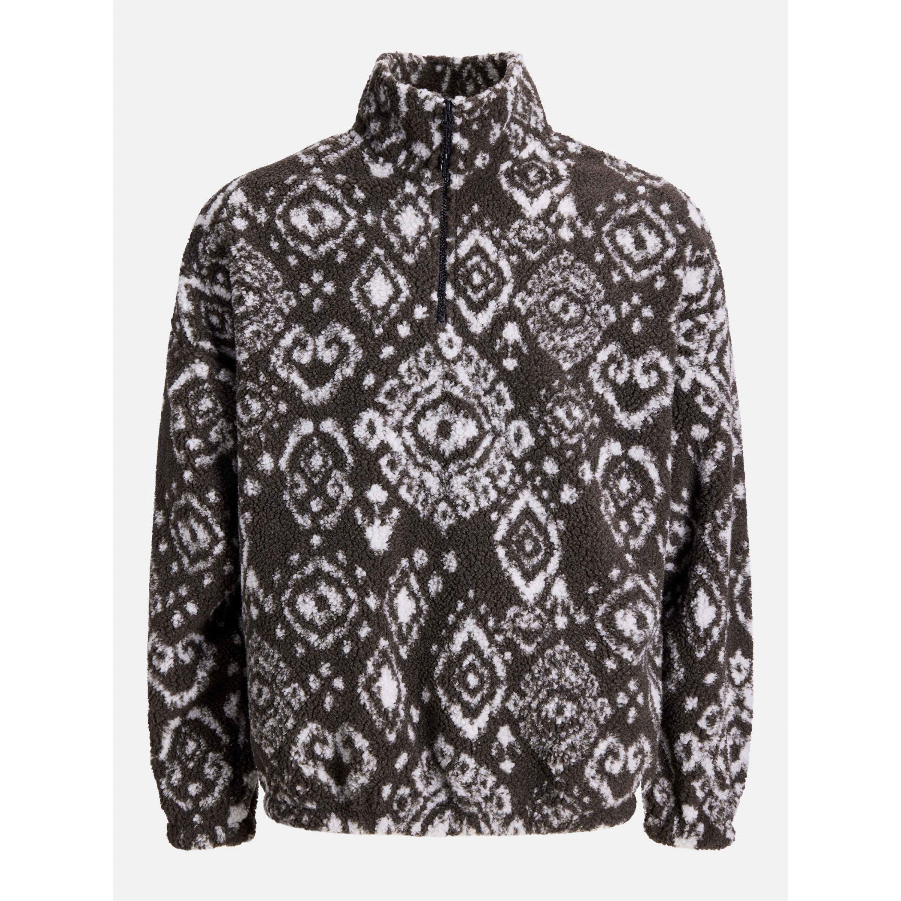 Jack And Jones Men's Paddy Teddy Fleece Half Zip Top - Asphalt - 2XL