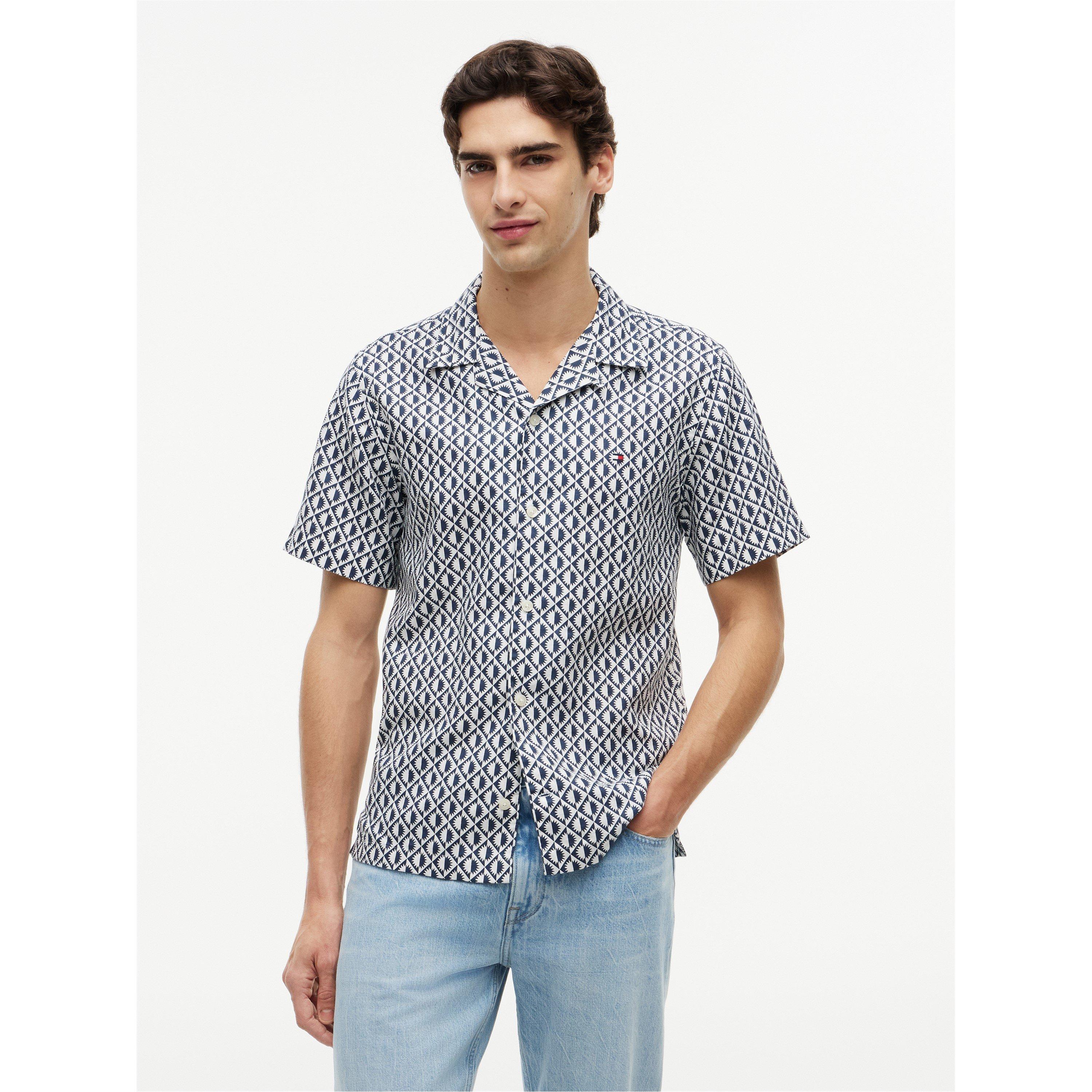 Carbon Navy/AOP - Tommy Hilfiger - Men's Patterned Short Sleeve Shirt - 3