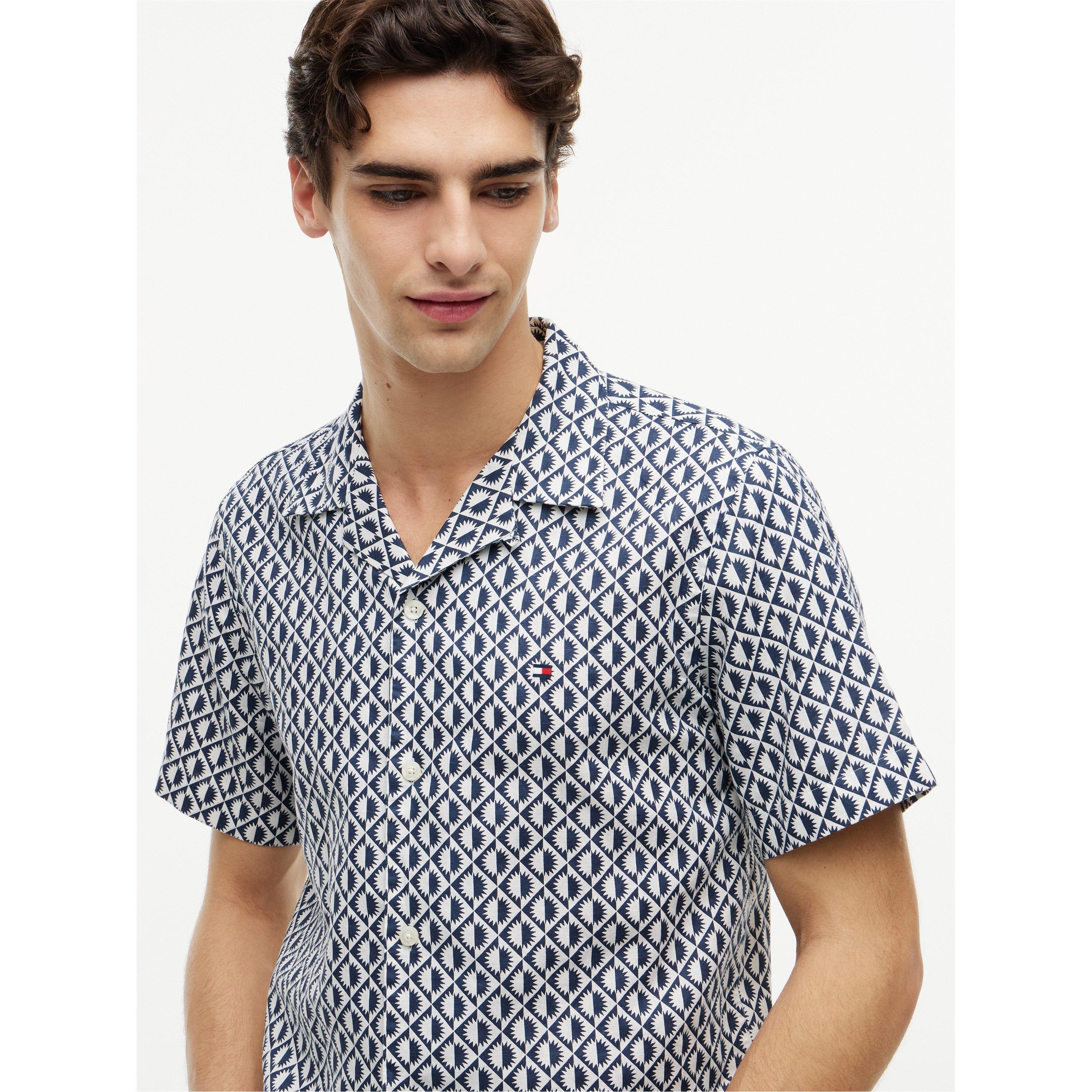 Carbon Navy/AOP - Tommy Hilfiger - Men's Patterned Short Sleeve Shirt - 4