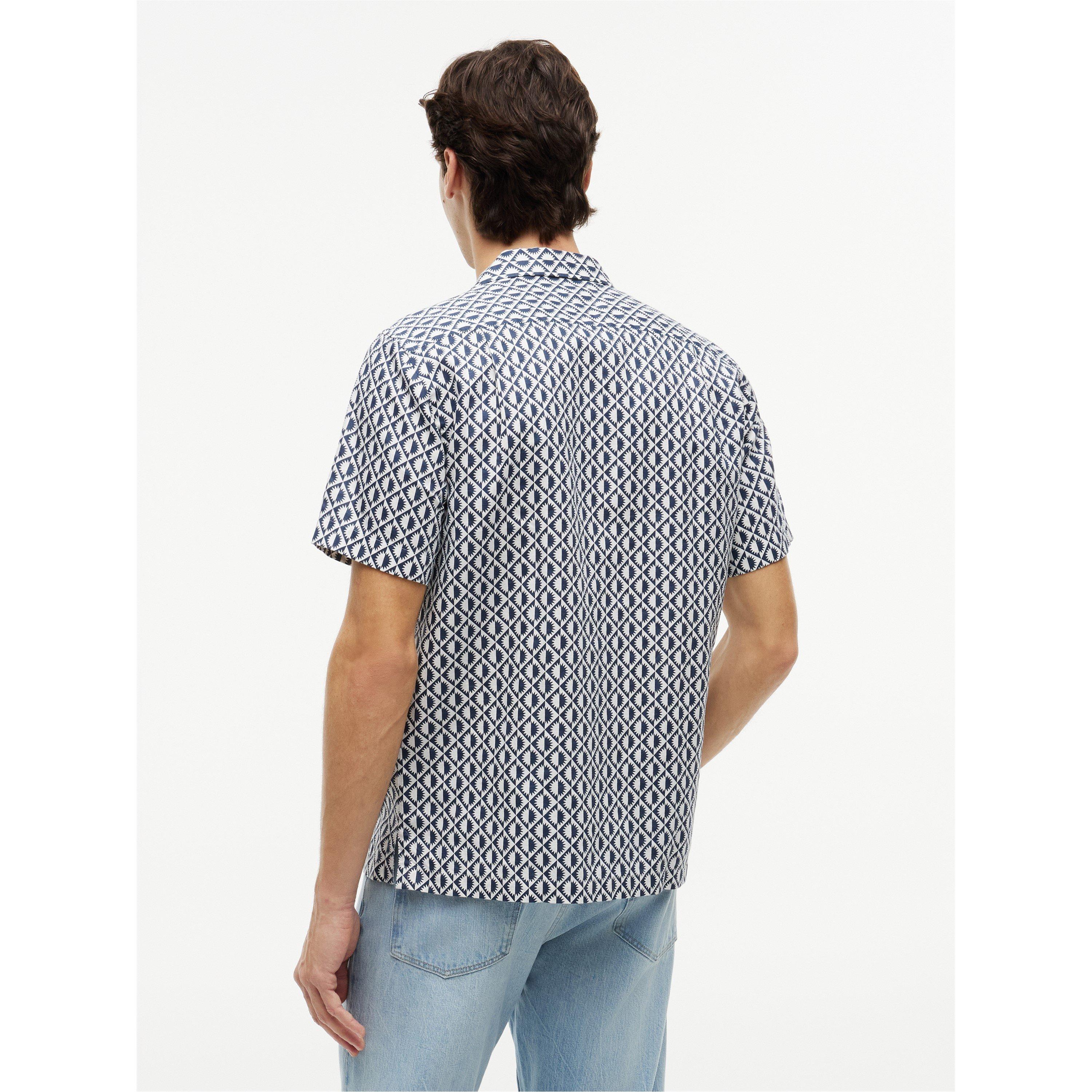 Carbon Navy/AOP - Tommy Hilfiger - Men's Patterned Short Sleeve Shirt - 5