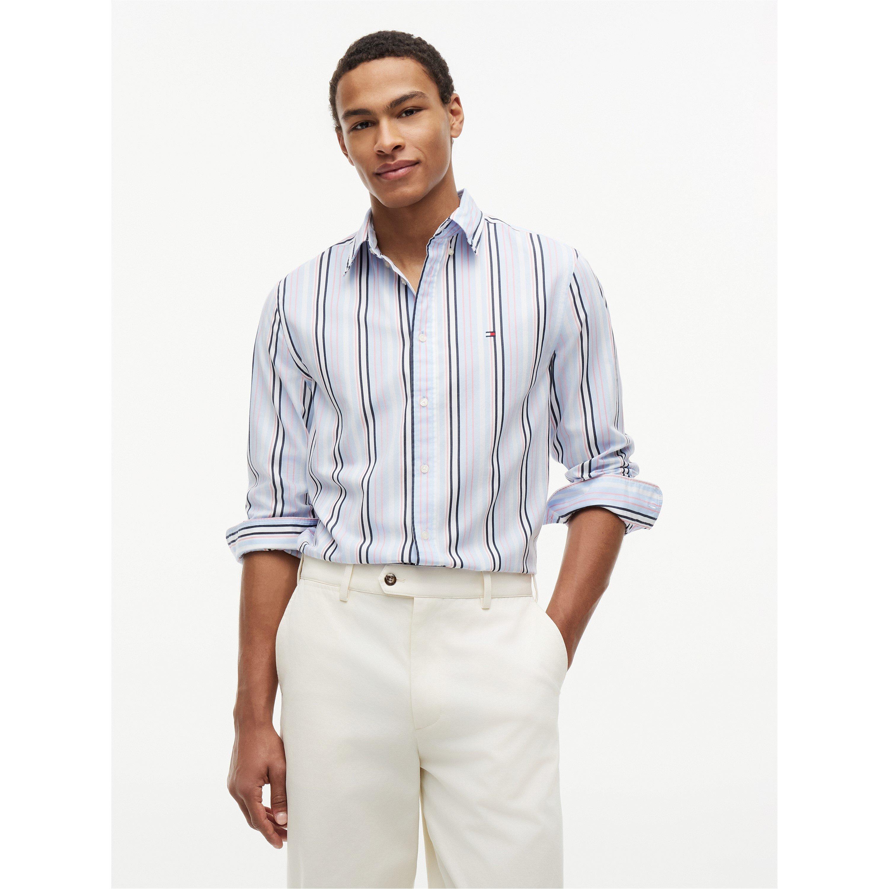 Doll Pink - Tommy Hilfiger - Men's Long Sleeve Patterned Shirt - 3