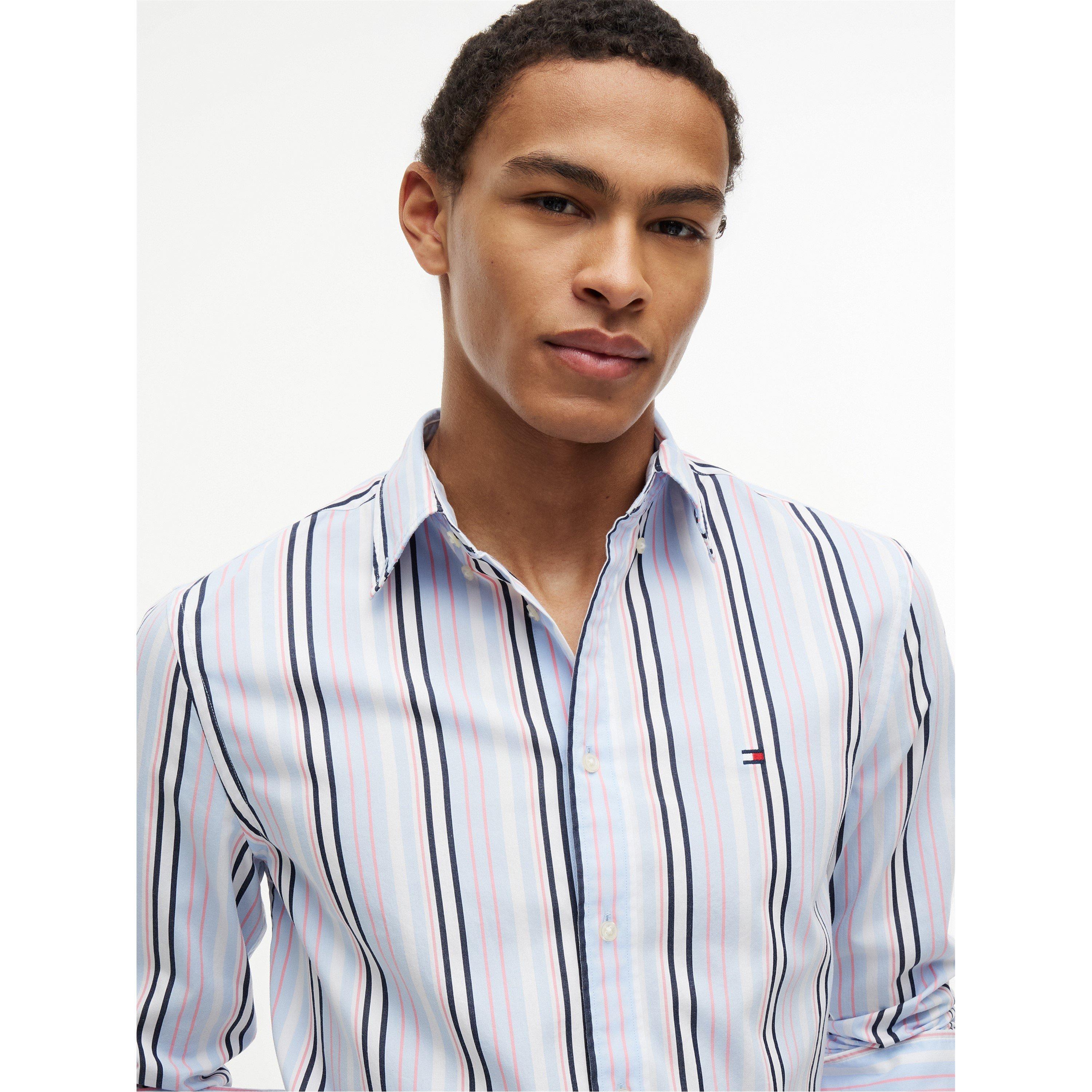 Doll Pink - Tommy Hilfiger - Men's Long Sleeve Patterned Shirt - 4