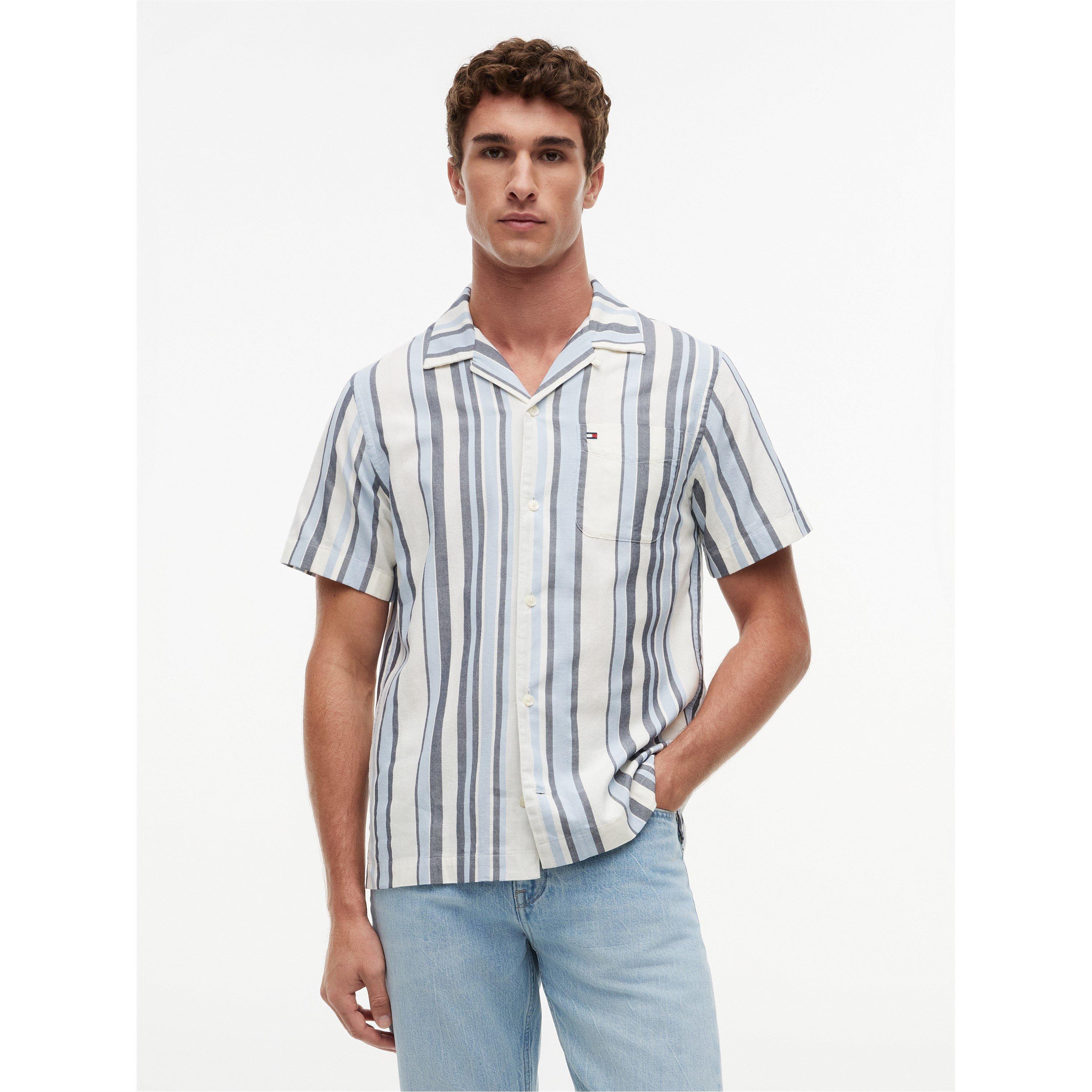 Carbon Nvy/Strp - Tommy Hilfiger - Men's Patterned Short Sleeve Shirt - 2