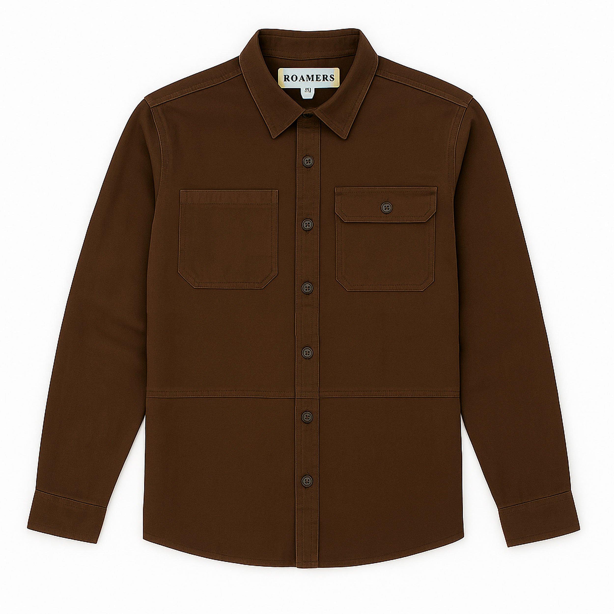 Chocolate - Roamers and Seekers - Men's Redwood Long Sleeve Plain Shirt - 1