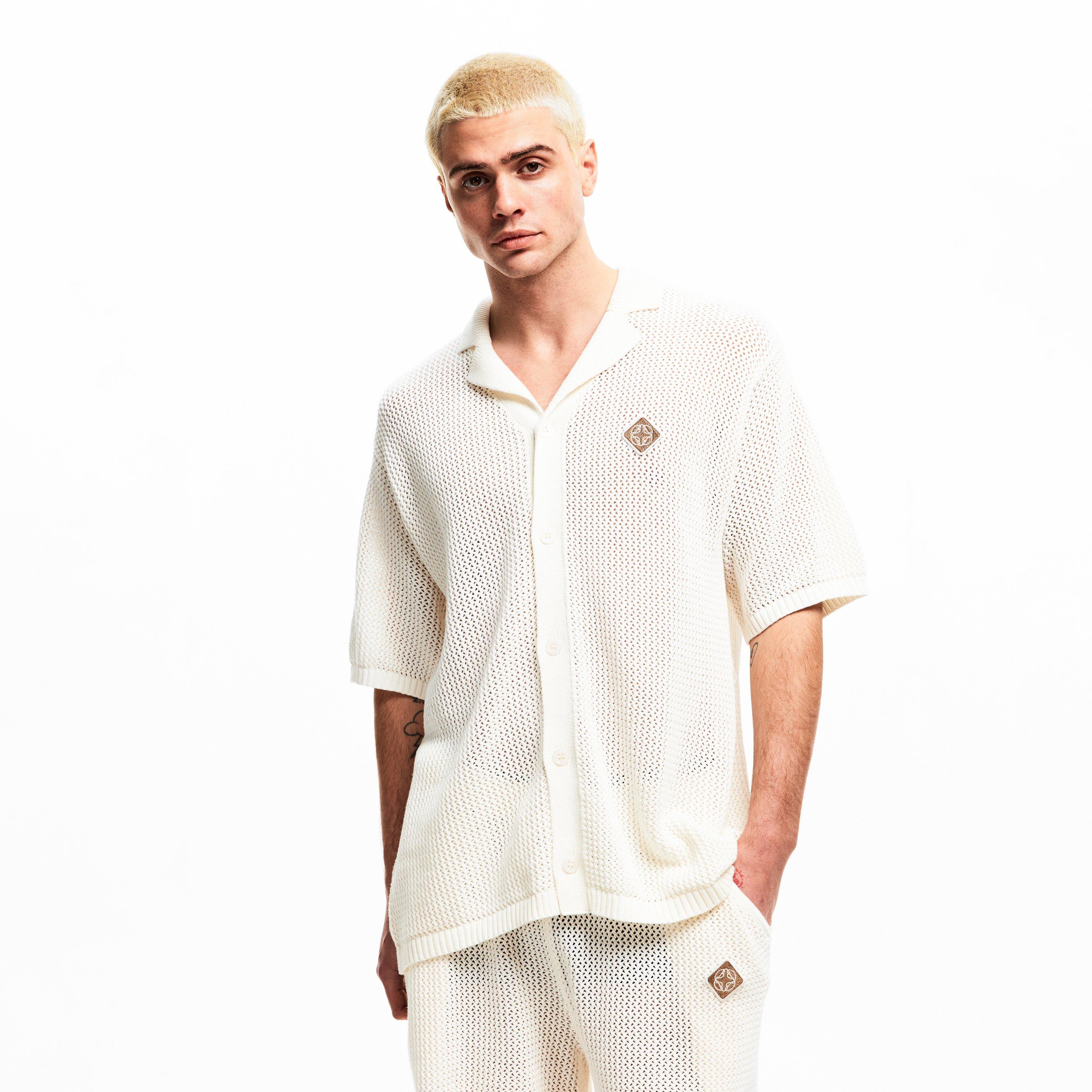 White - BELIER - Men's Short Sleeve Plain Shirt - 3