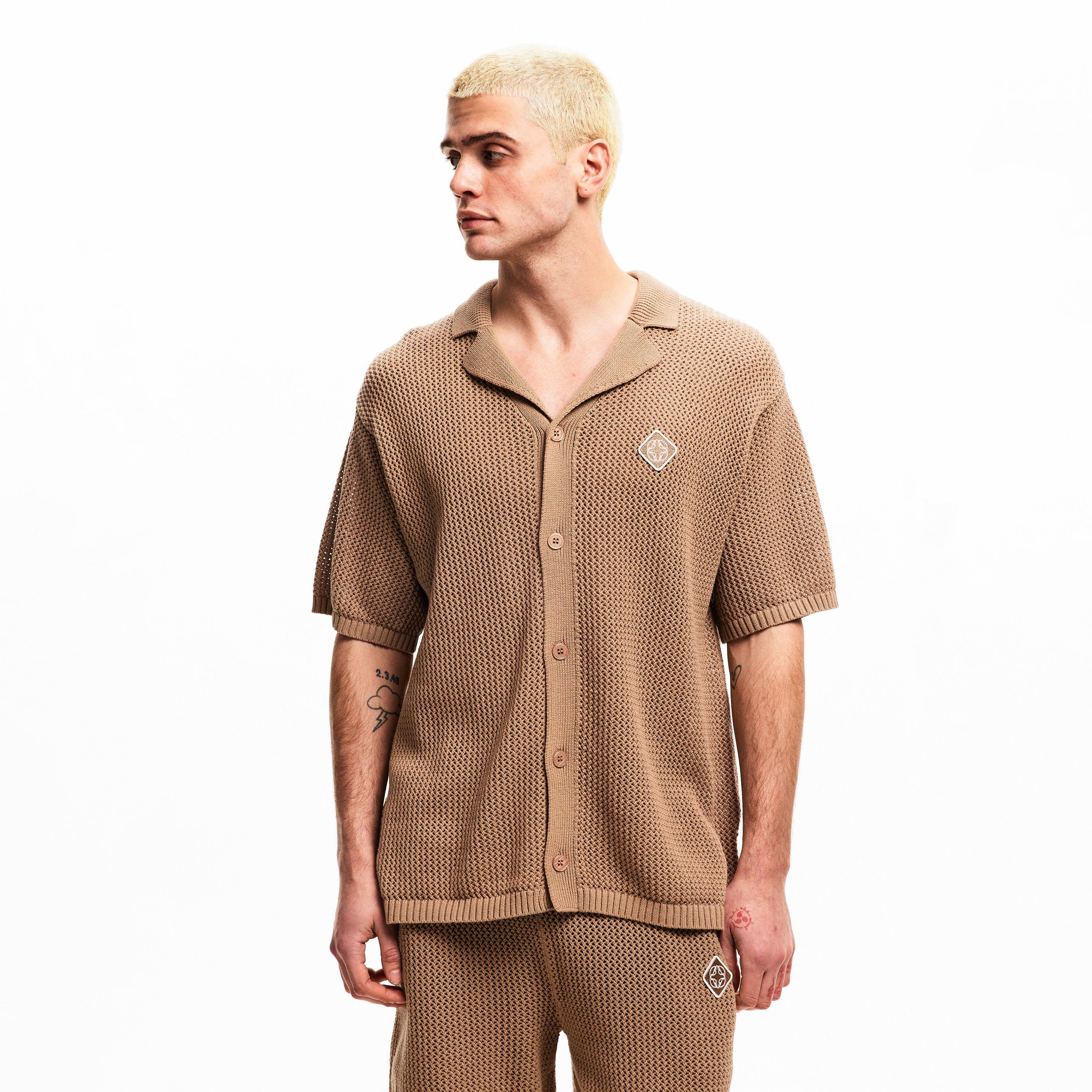 Mocha - BELIER - Men's Short Sleeve Plain Shirt - 3