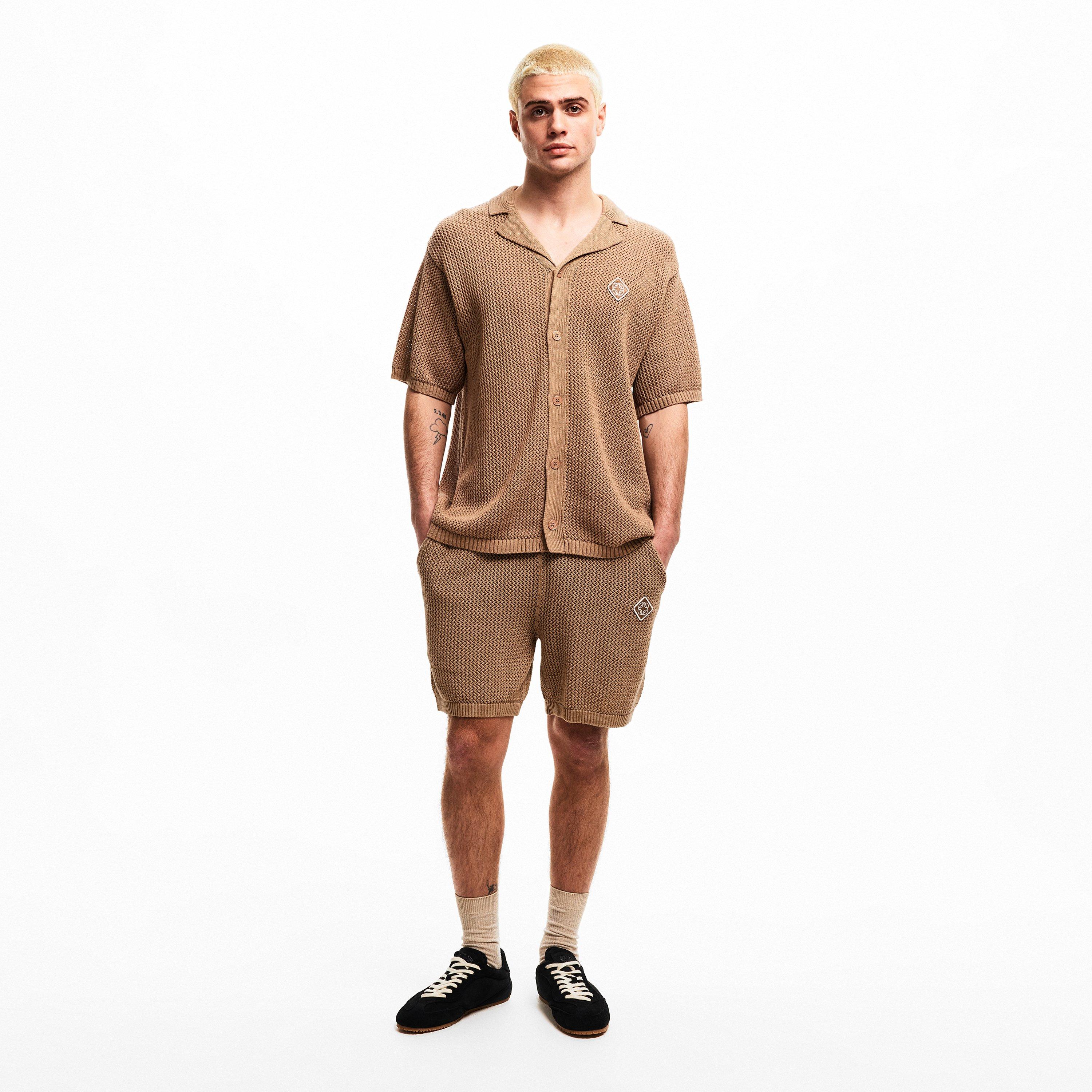 Mocha - BELIER - Men's Short Sleeve Plain Shirt - 6