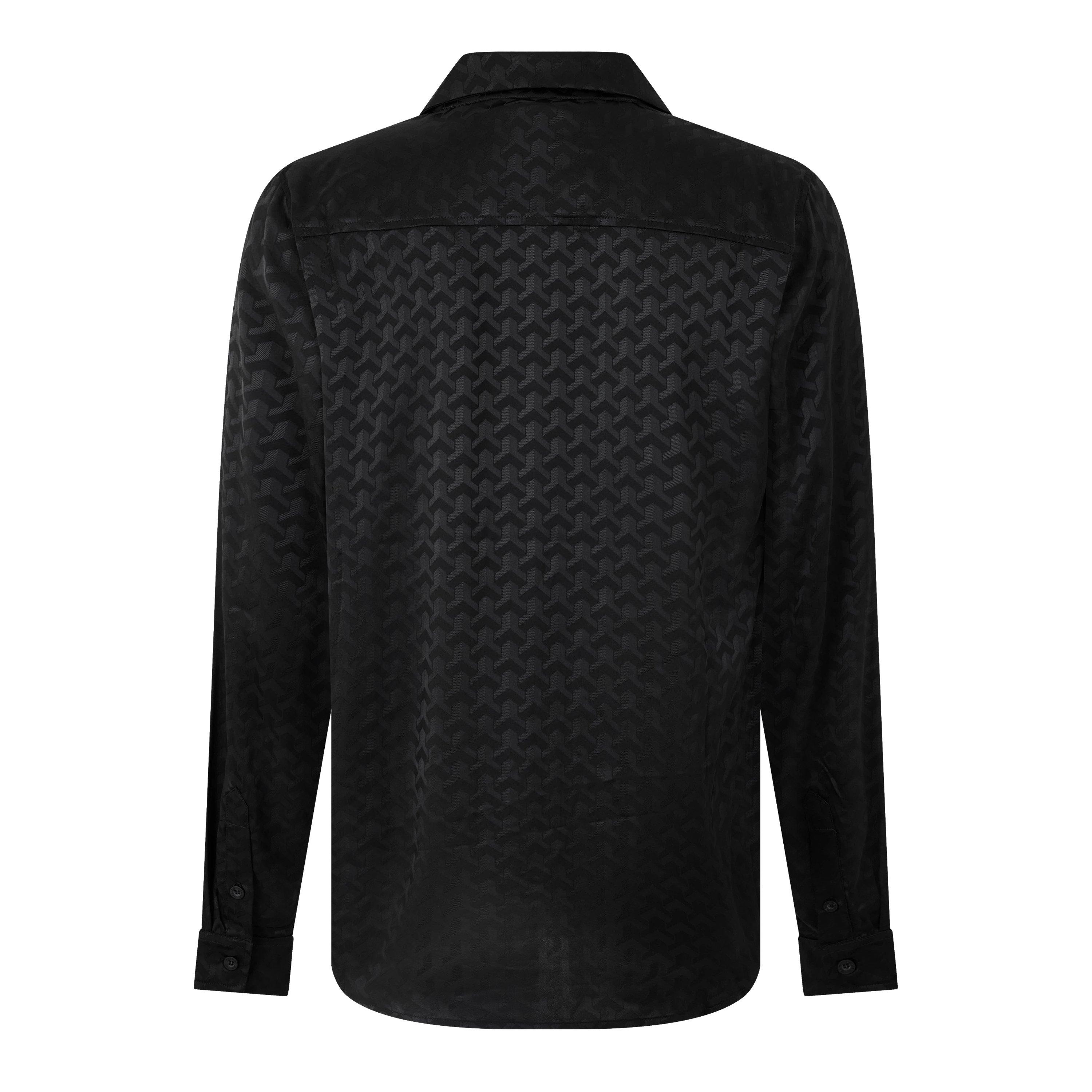 Black - BELIER - Men's Long Sleeve Patterned Shirt - 2