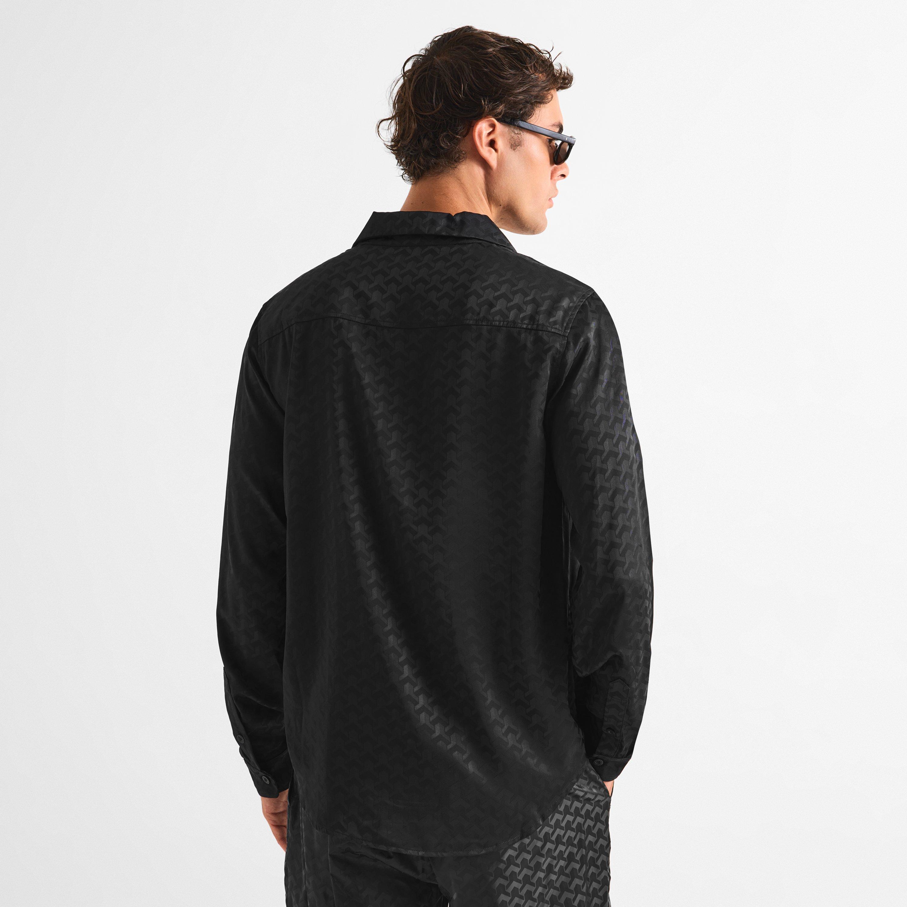Black - BELIER - Men's Long Sleeve Patterned Shirt - 4