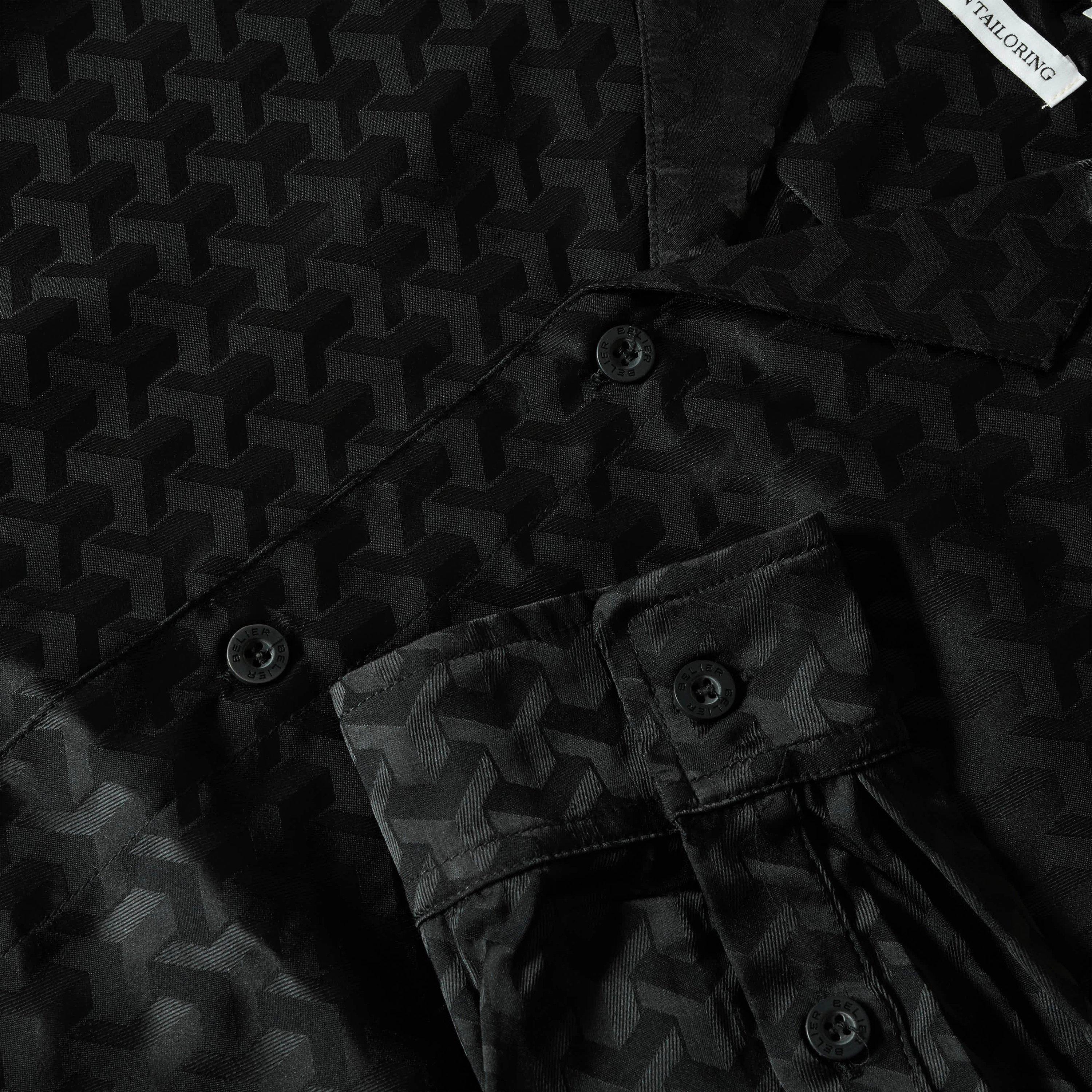 Black - BELIER - Men's Long Sleeve Patterned Shirt - 3