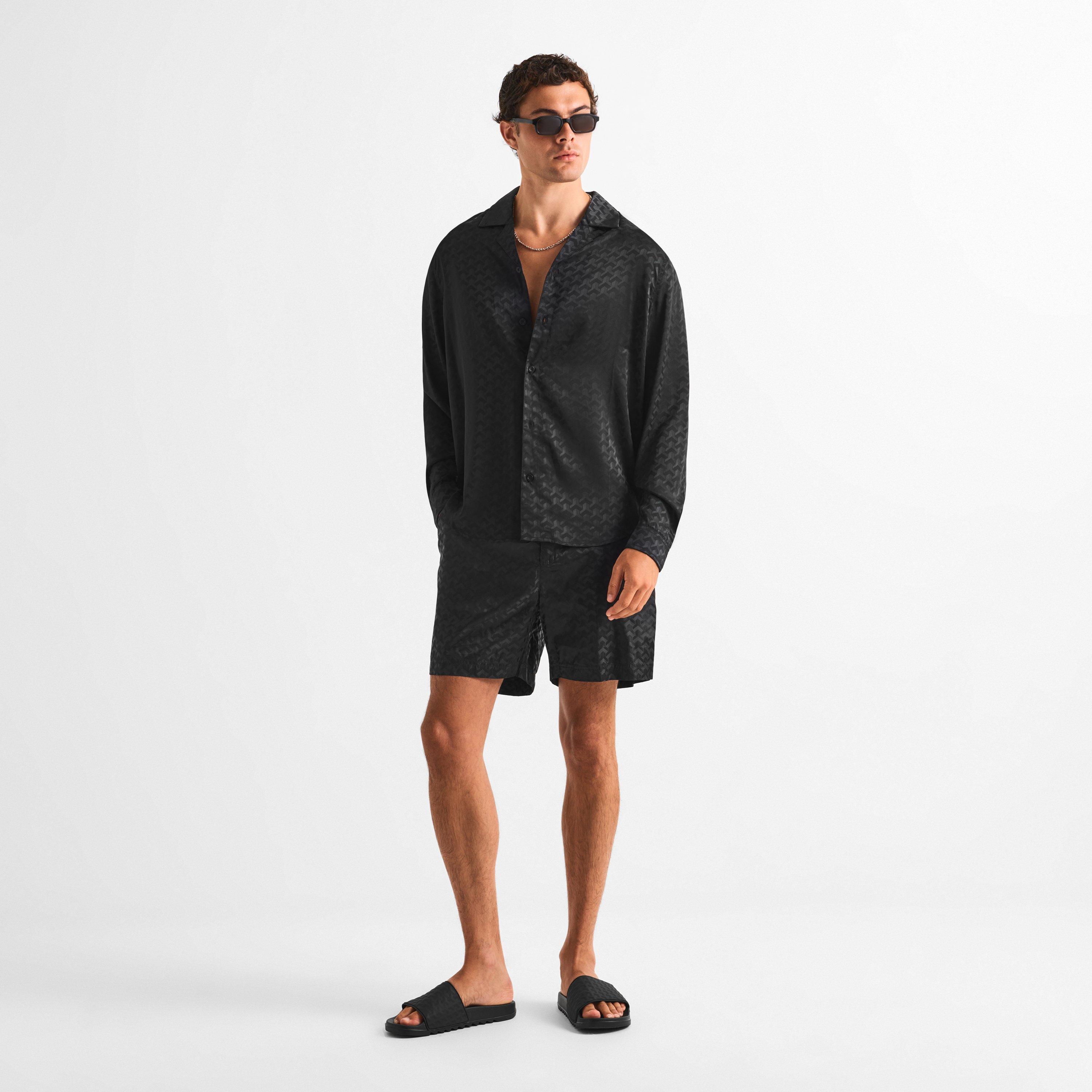 Black - BELIER - Men's Long Sleeve Patterned Shirt - 6