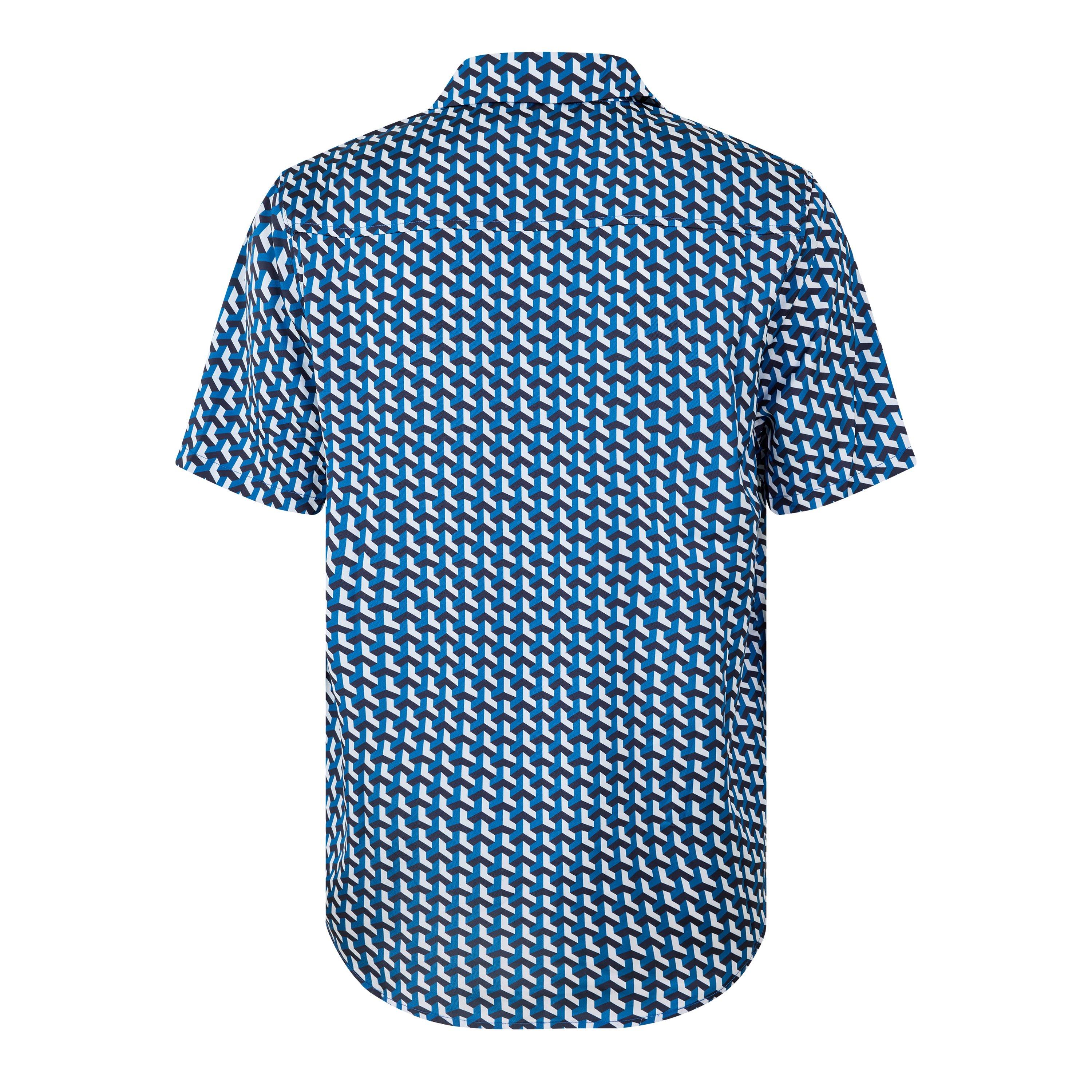 Light Blue - BELIER - Men's Patterned Short Sleeve Shirt - 2