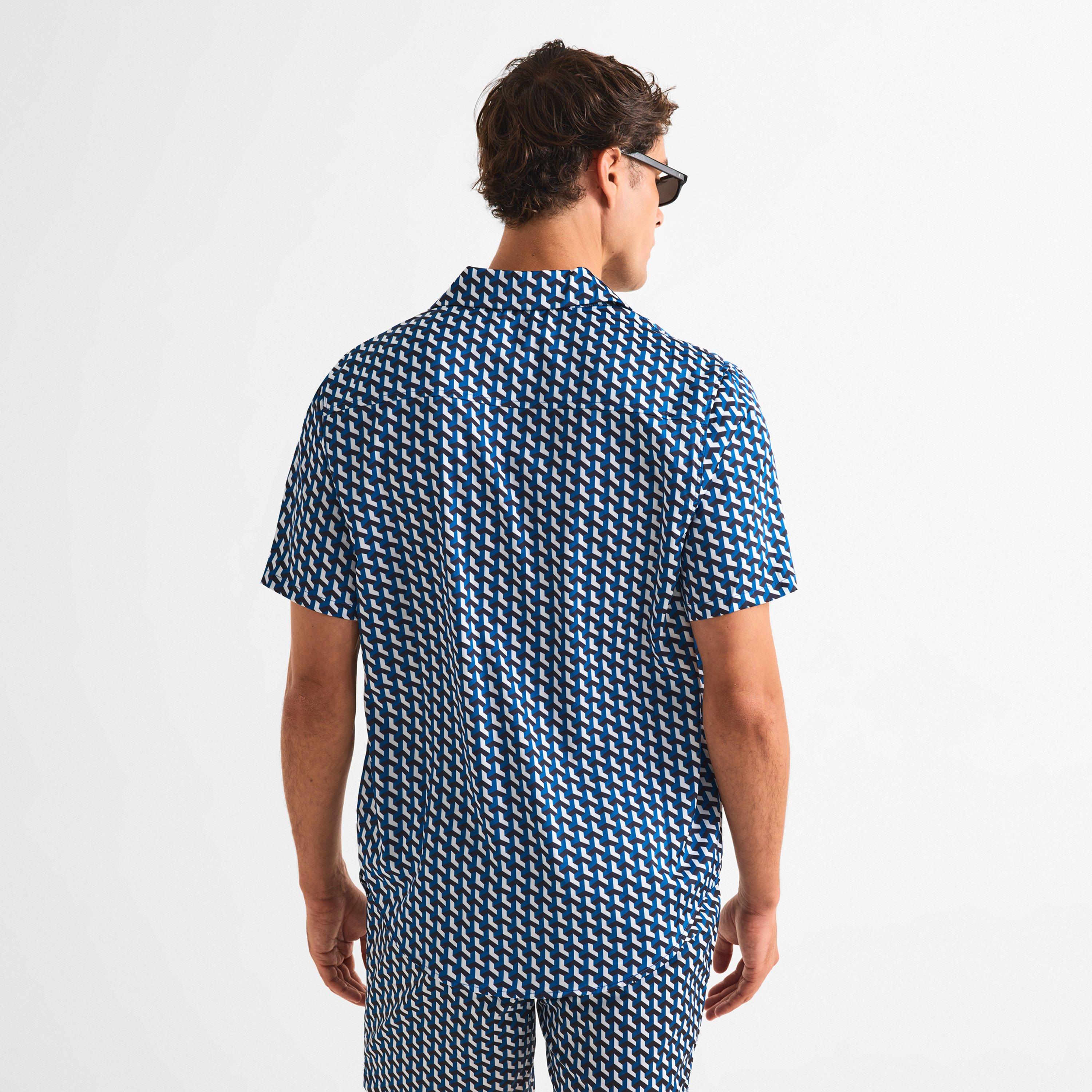 Light Blue - BELIER - Men's Patterned Short Sleeve Shirt - 4