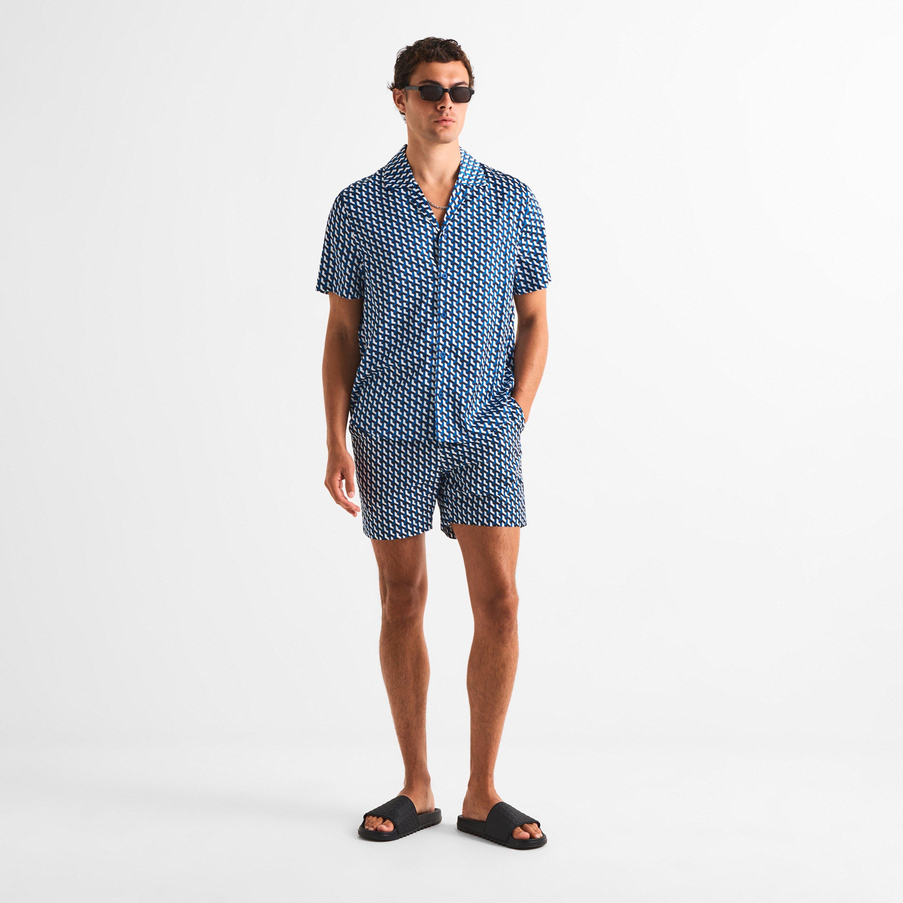 Light Blue - BELIER - Men's Patterned Short Sleeve Shirt - 6