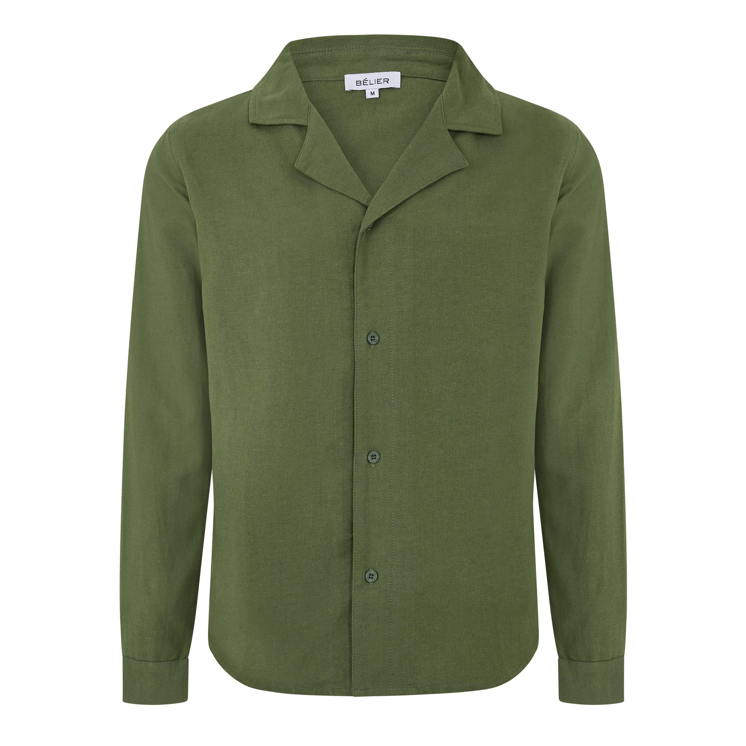 Olive - BELIER - Men's Long Sleeve Plain Shirt - 1