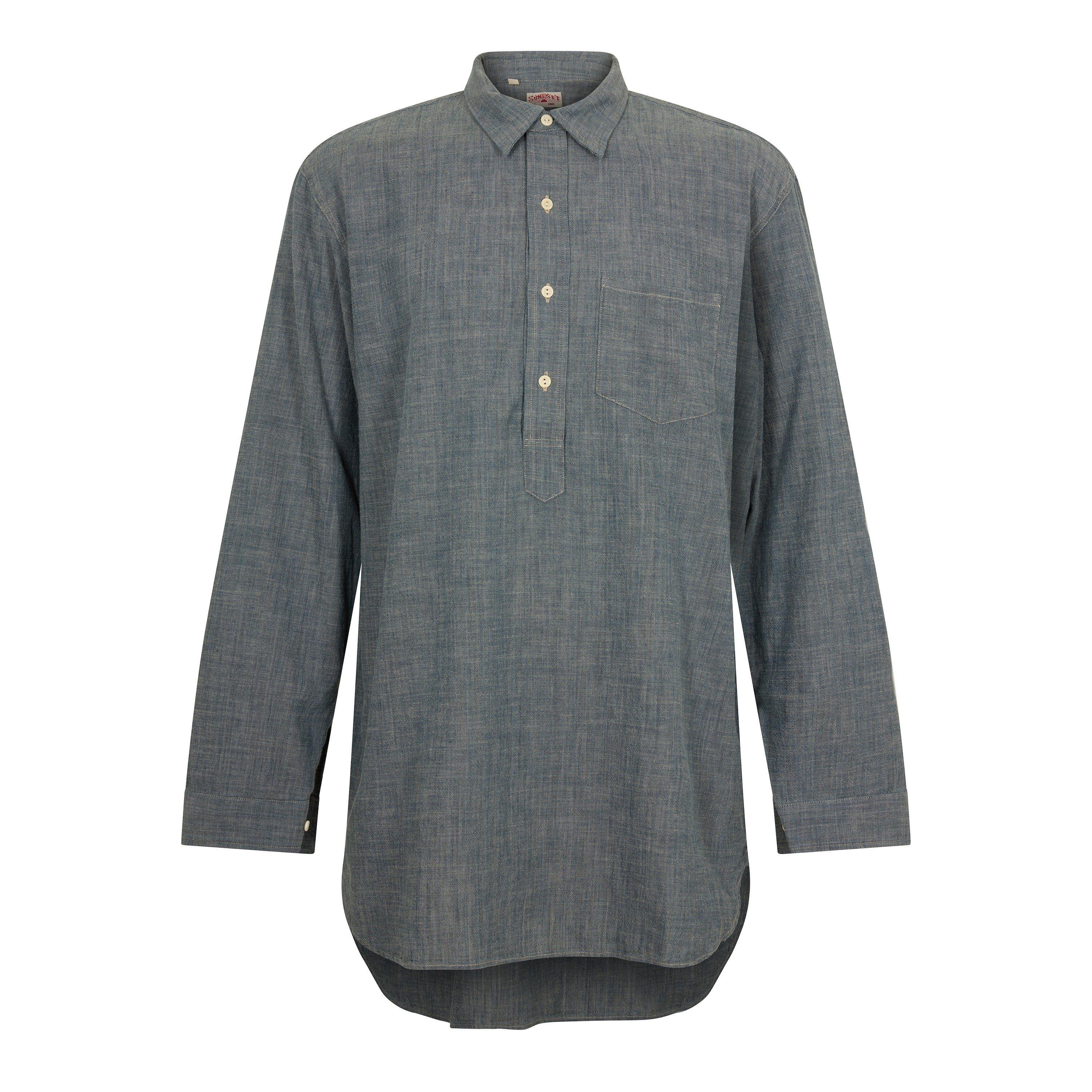 Broadway Indigo - Levis - Men's Sunst Chambray Long Sleeve Plain Shirt - 1