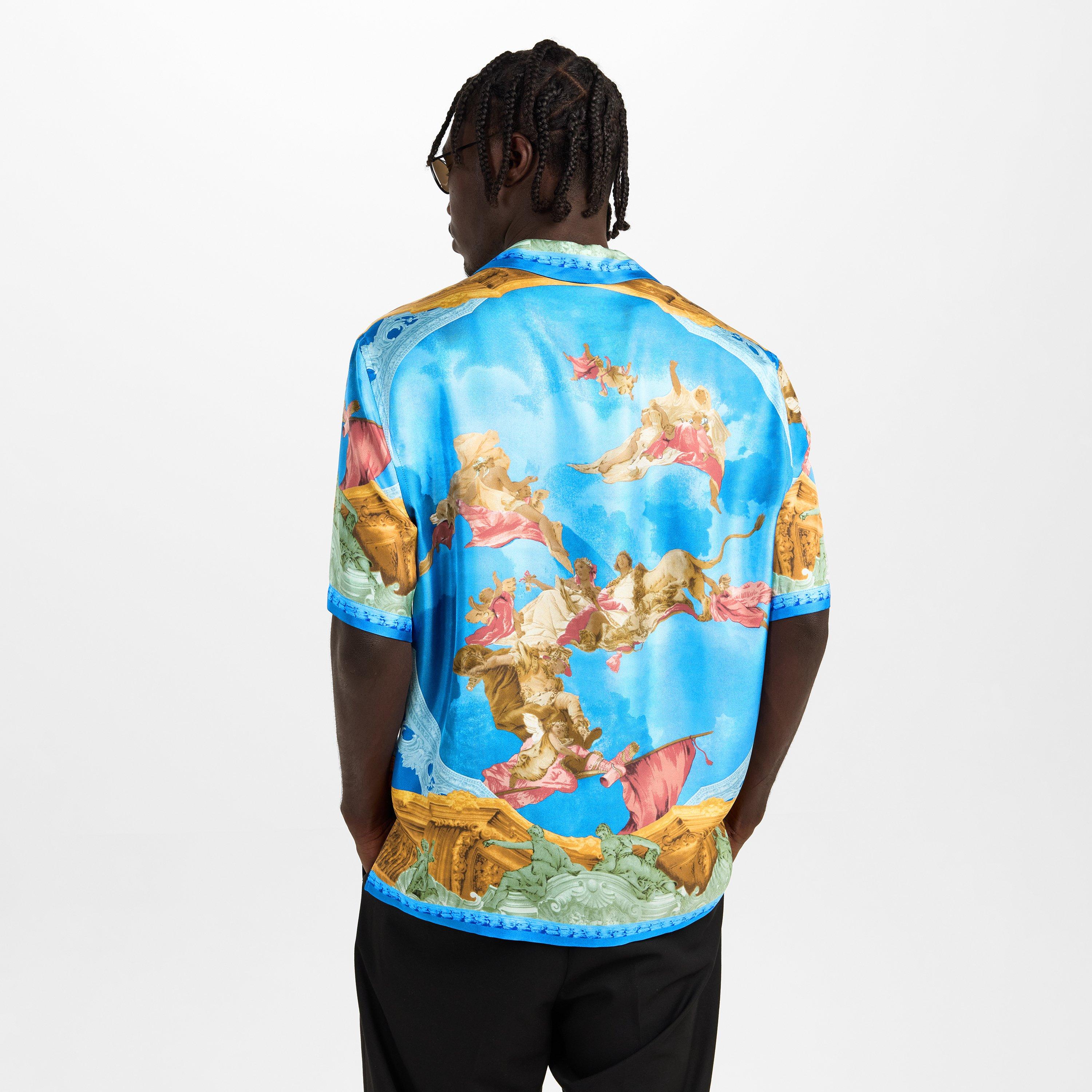 Multi - Versace - Men's Alf SlkShirt Short Sleeve Short Patterned Shirt - 4