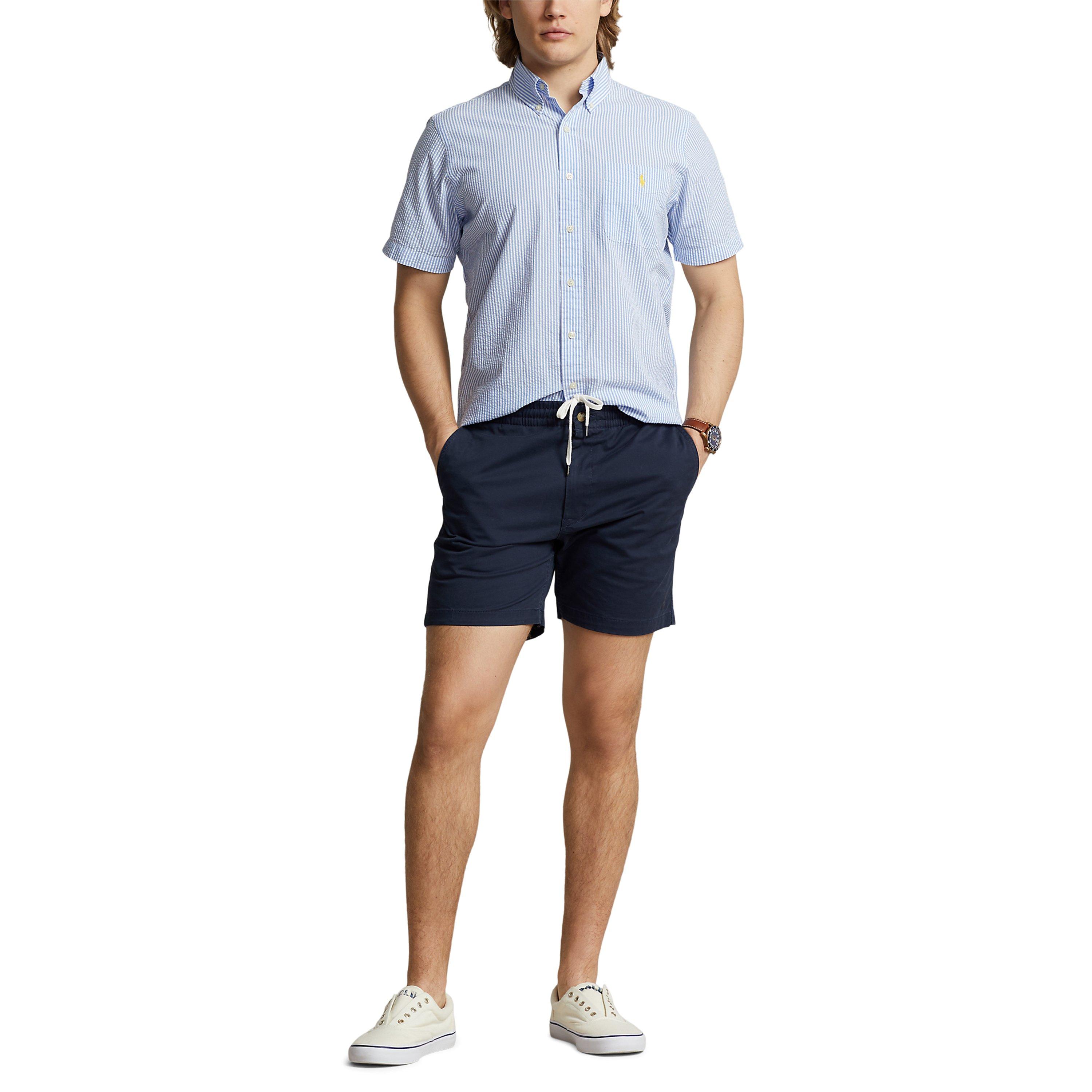 Blue/White - Polo Ralph Lauren - Striped Seersucker Short-Sleeve Shirt - 4