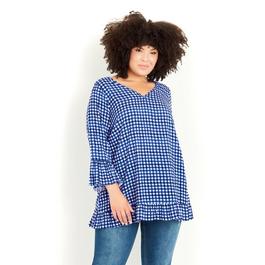 Evans Blue and White Gingham Tunic Top