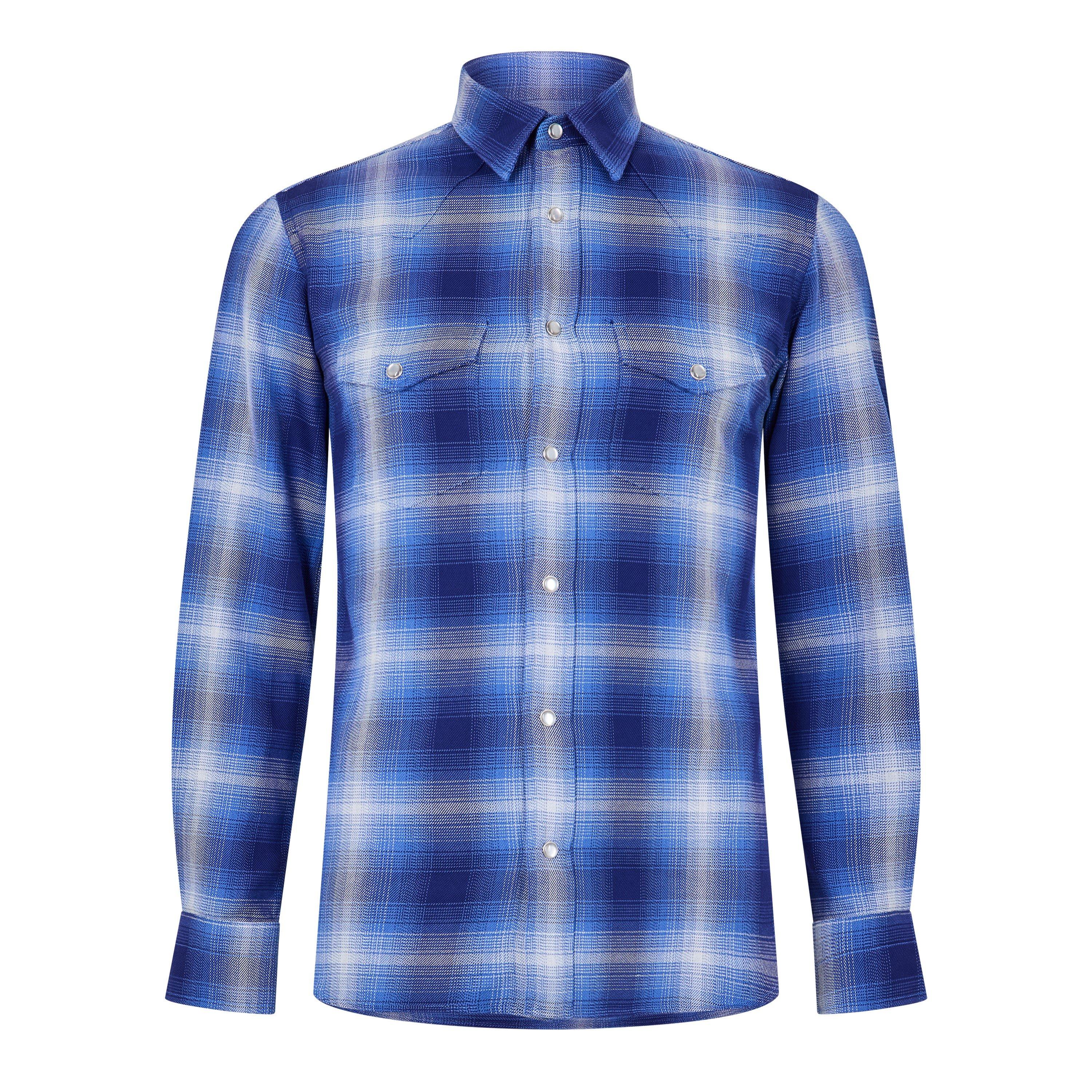 Tom Ford Men's Western Long Sleeve Patterned Shirt - Navy - M