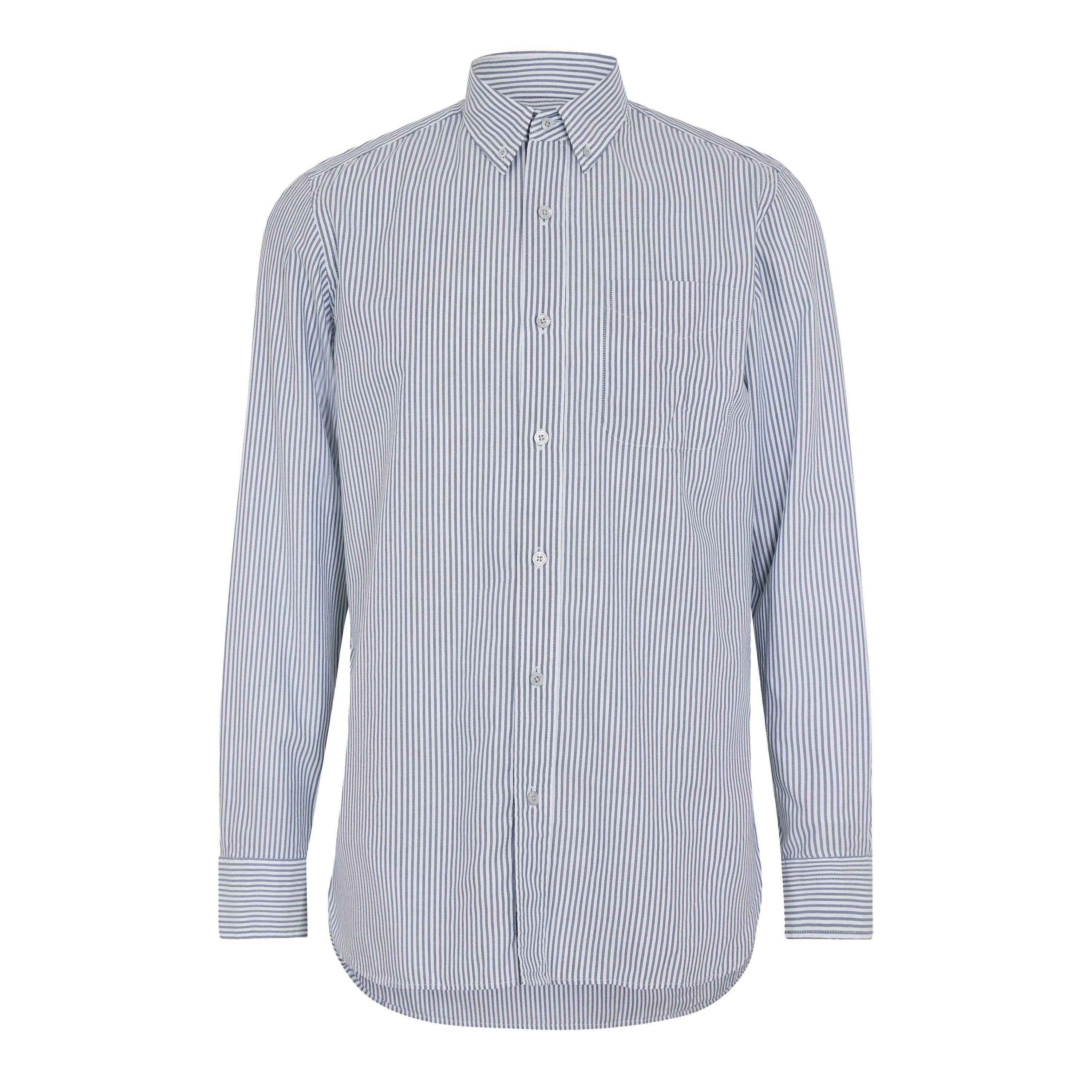 White/Blue - Tom Ford - Mens Pinstripe Oxford Shirt - 1