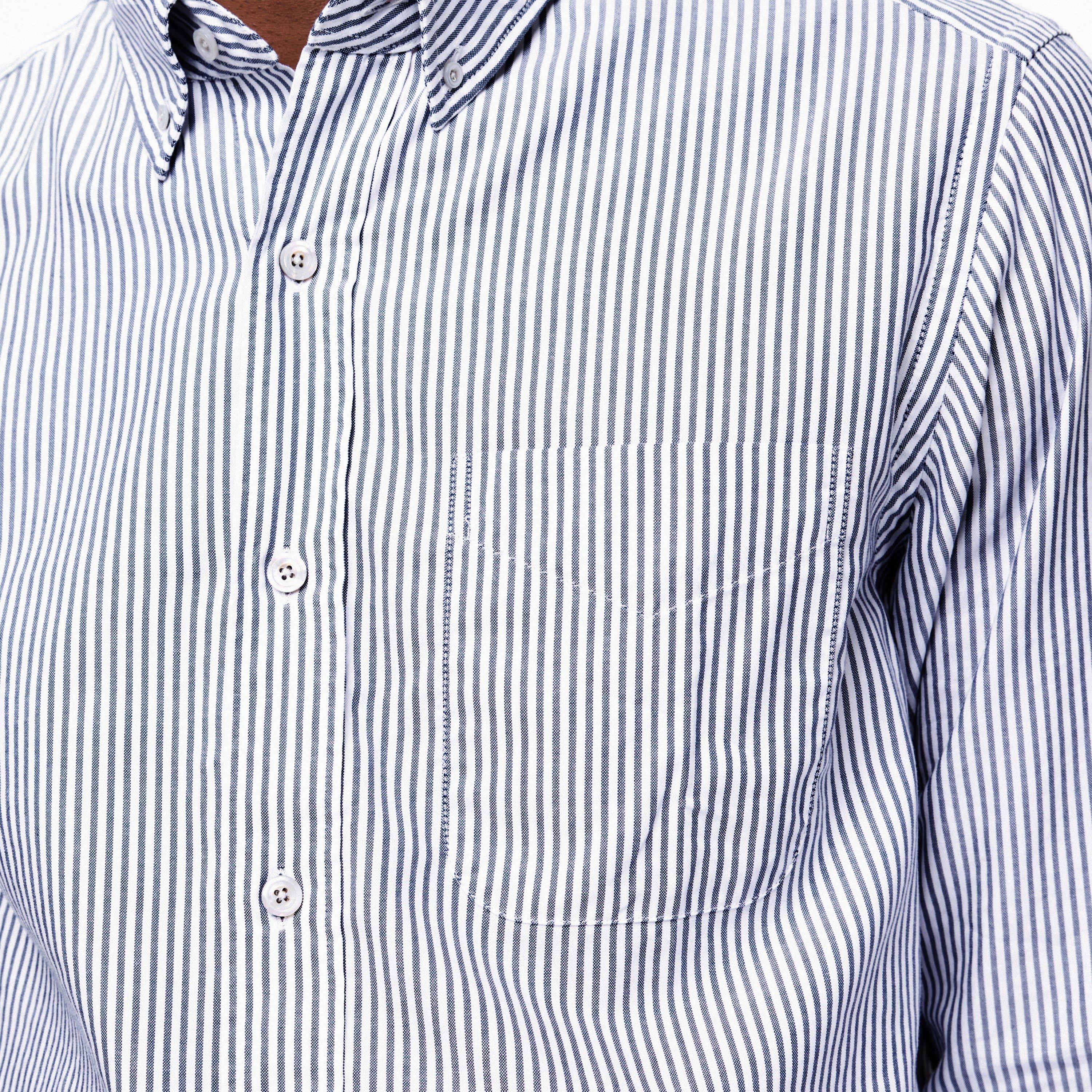 White/Blue - Tom Ford - Mens Pinstripe Oxford Shirt - 5